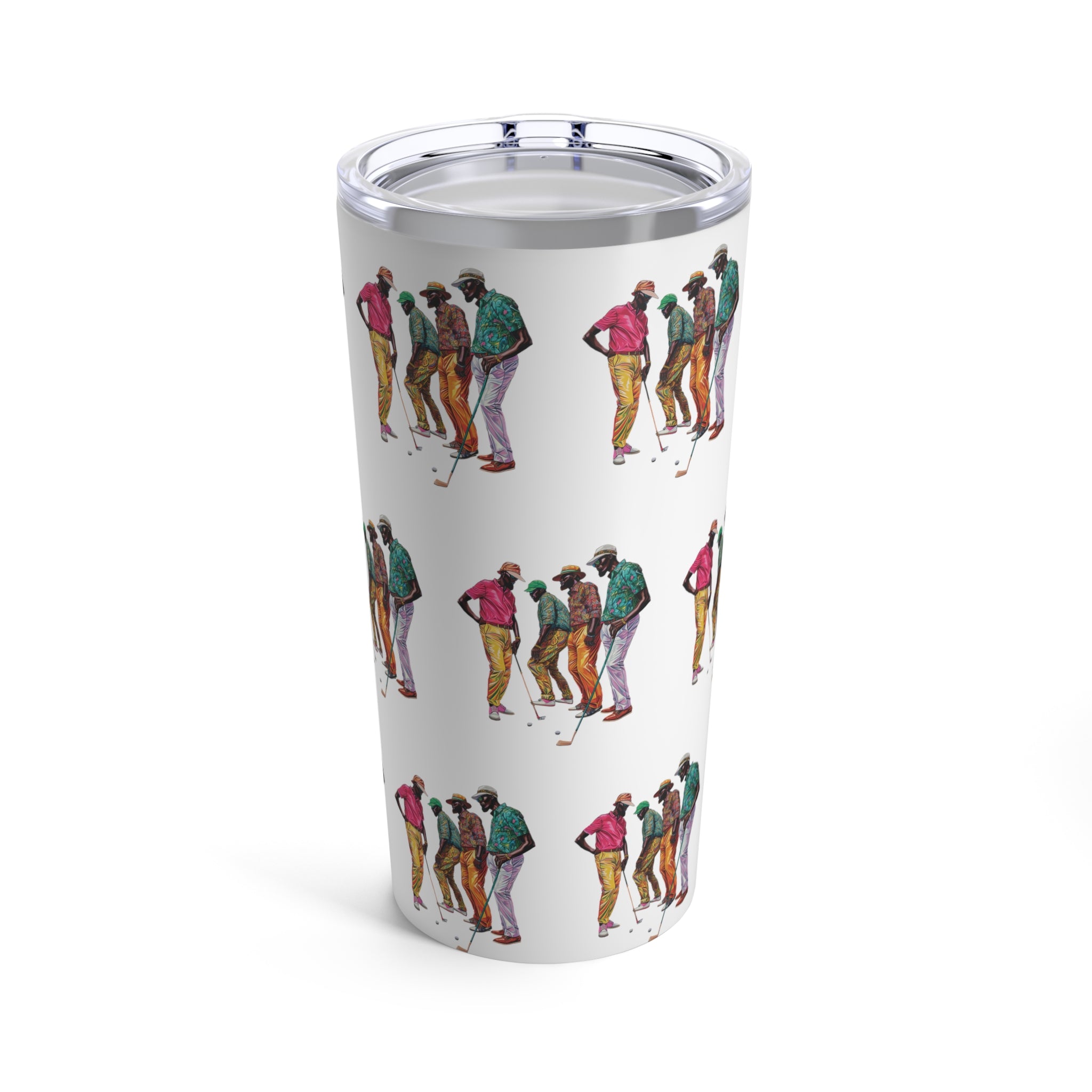 Front view of Black Men Golfers Tumbler.