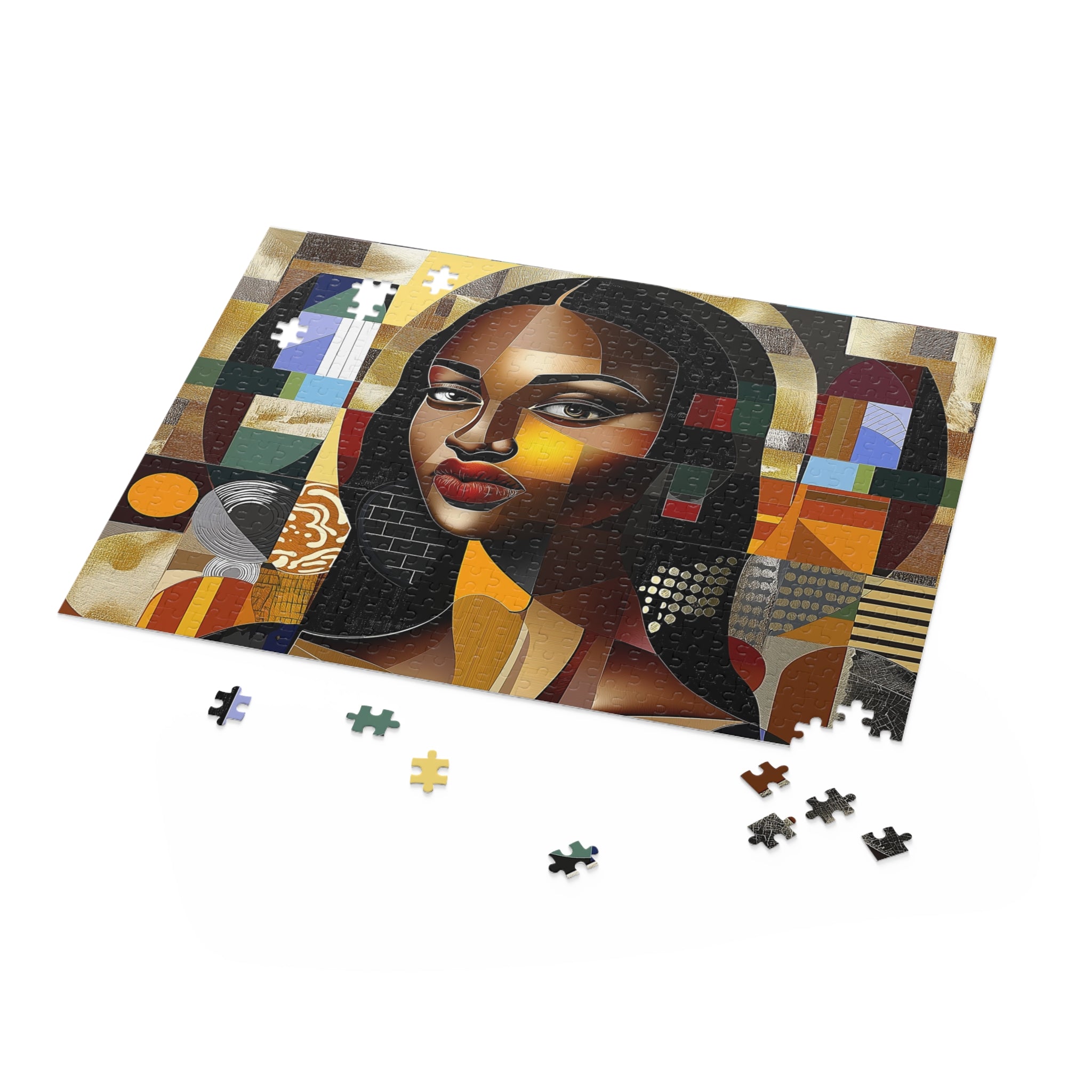 Abstract Mona Lisa Puzzle Featuring African American Woman