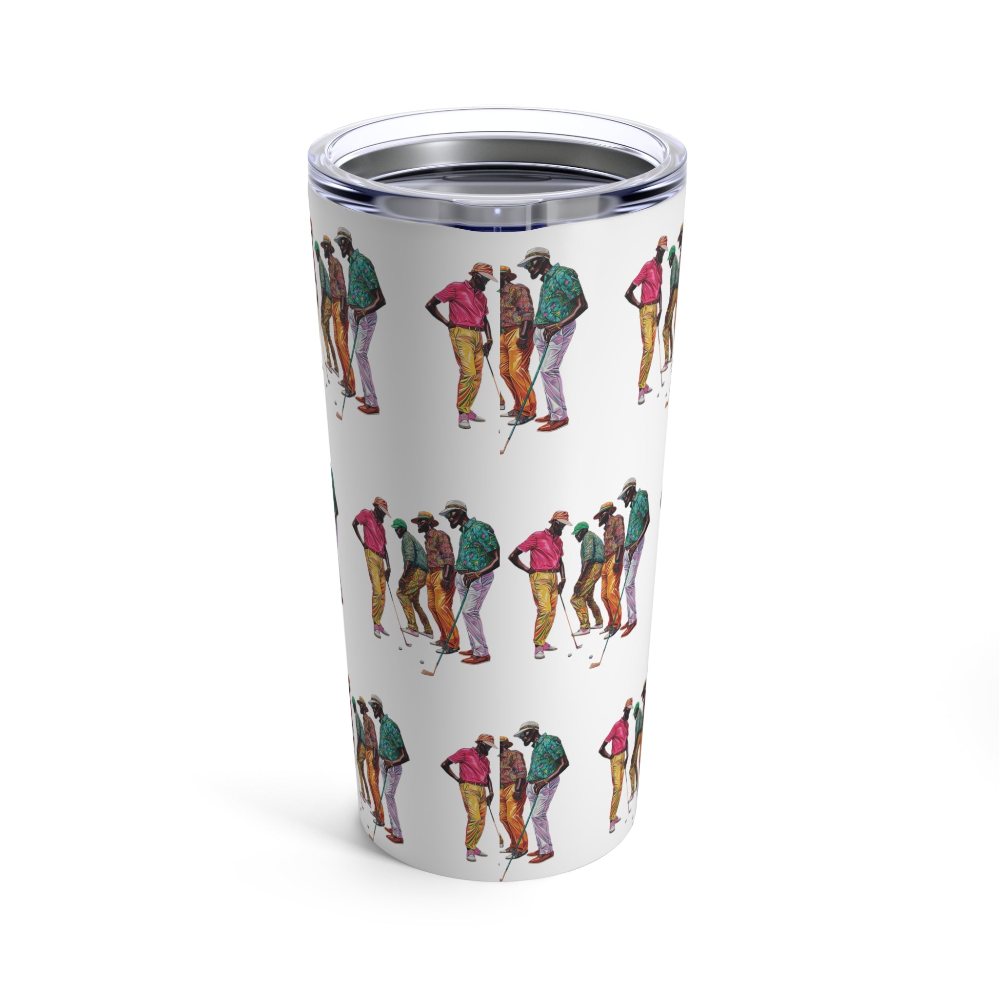 Back view of Black Men Golfers Tumbler.