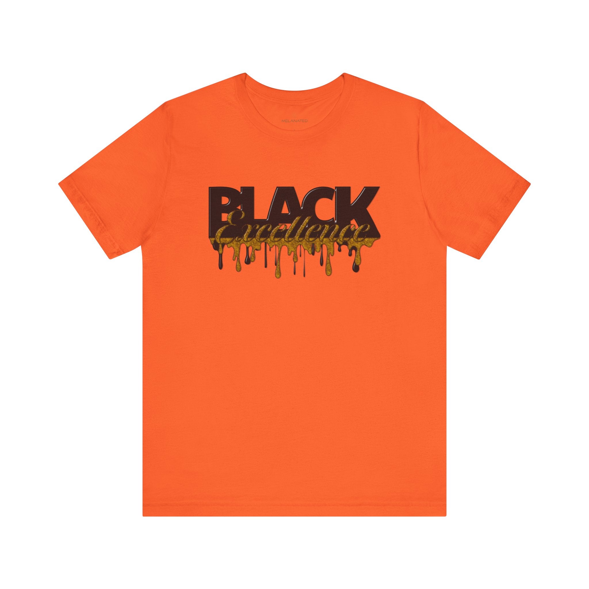 Black Excellence Tee Shirt in orange.