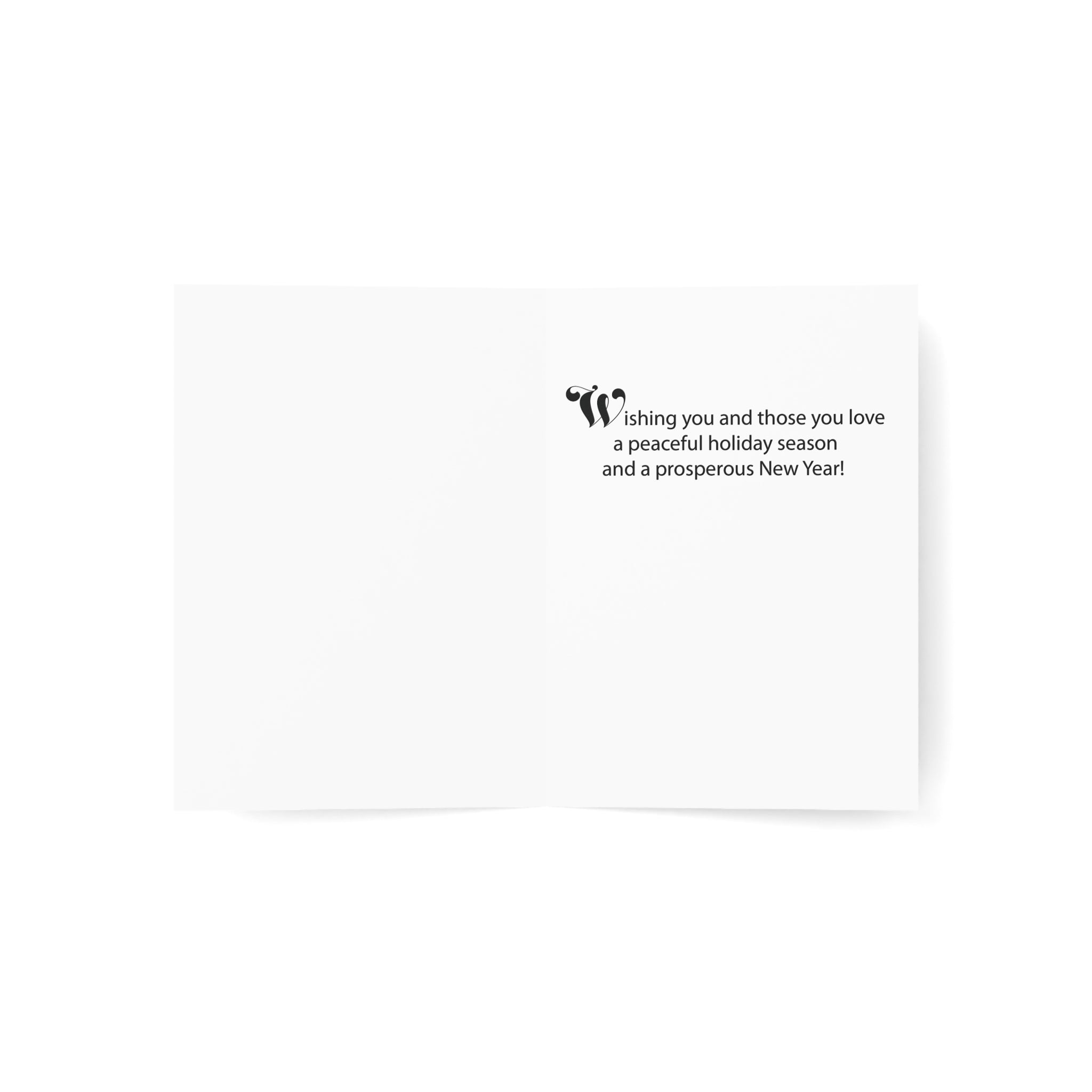 Black Santa Christmas Card featuring African American Santa Claus with the word “JOY,” Afrocentric holiday greeting card available as single or multipack with envelopes.