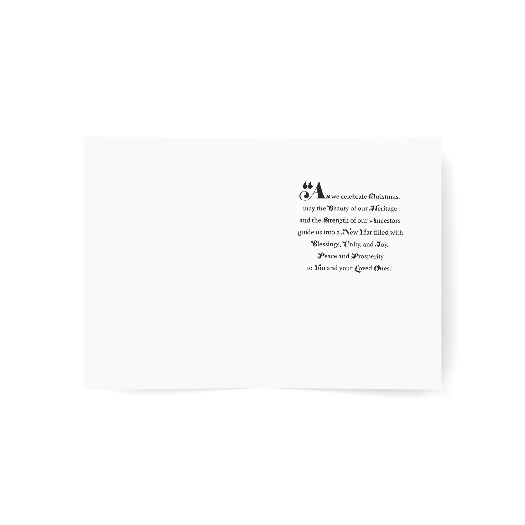 African American Couple Christmas Card featuring a Black man and woman dressed in traditional African clothing, holiday greeting card with envelopes.