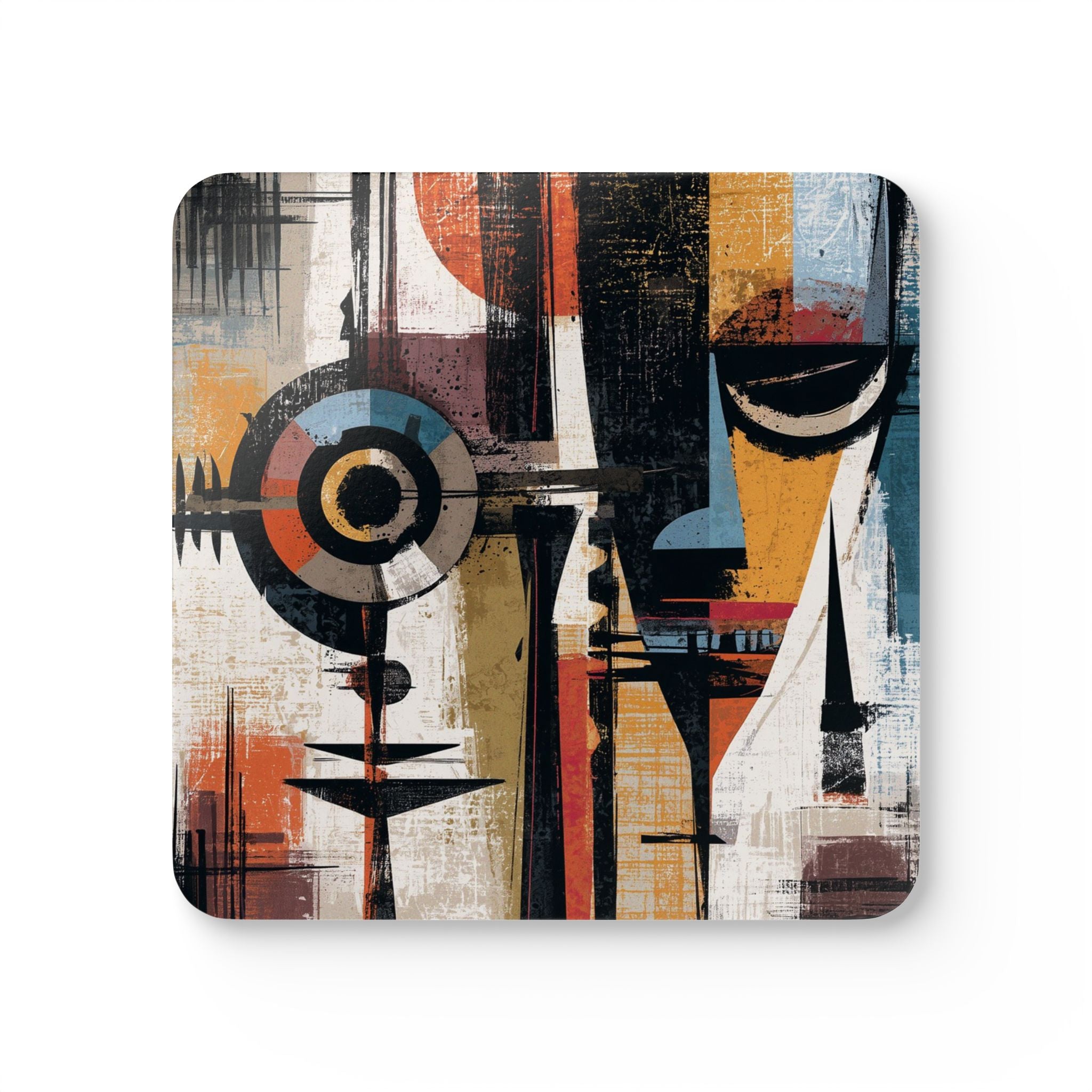 Front view of African Mask beverage coaster featuring vibrant Afrocentric artwork, displayed against a white background.