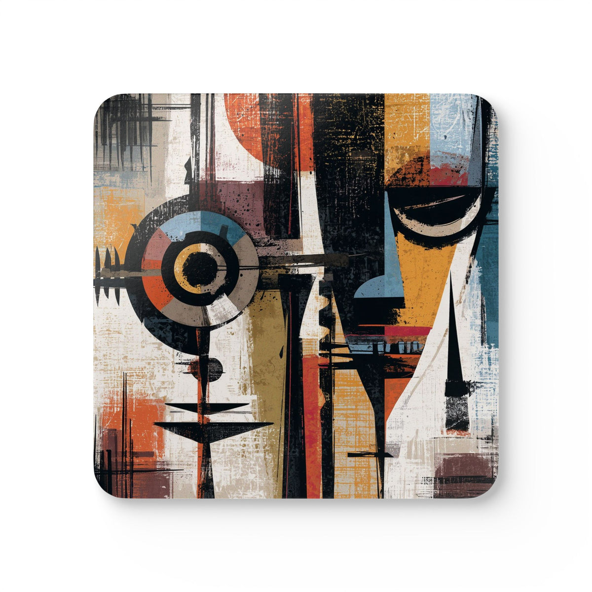 Front view of African Mask beverage coaster featuring vibrant Afrocentric artwork, displayed against a white background.