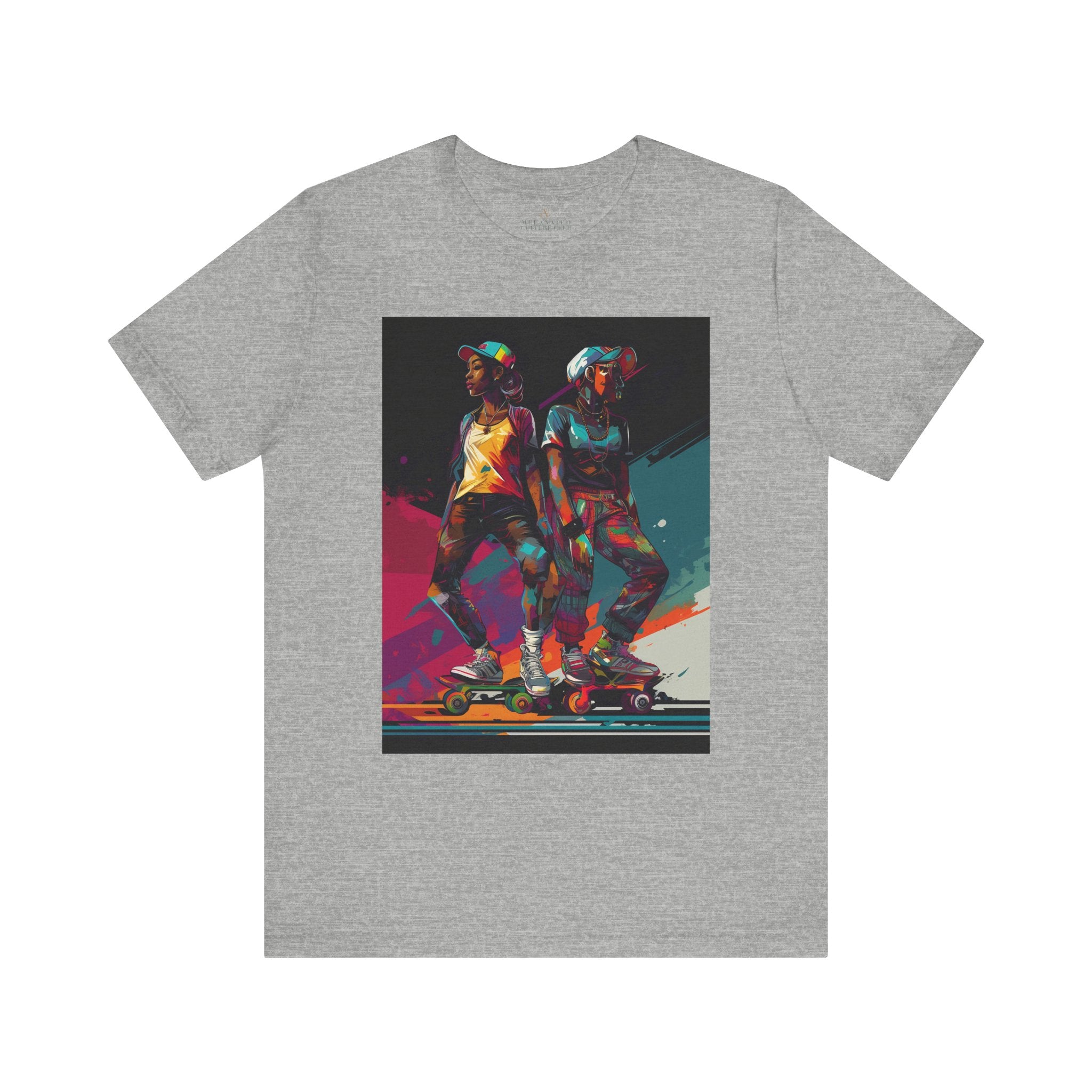 Black Girls Roller Skating Tee Afrocentric Skaters in athletic heather.