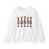 Black Nutcracker Soldiers Sweatshirt featuring African American nutcracker soldier designs, holiday Christmas apparel, ugly sweater gift, festive holiday party celebration crewneck.