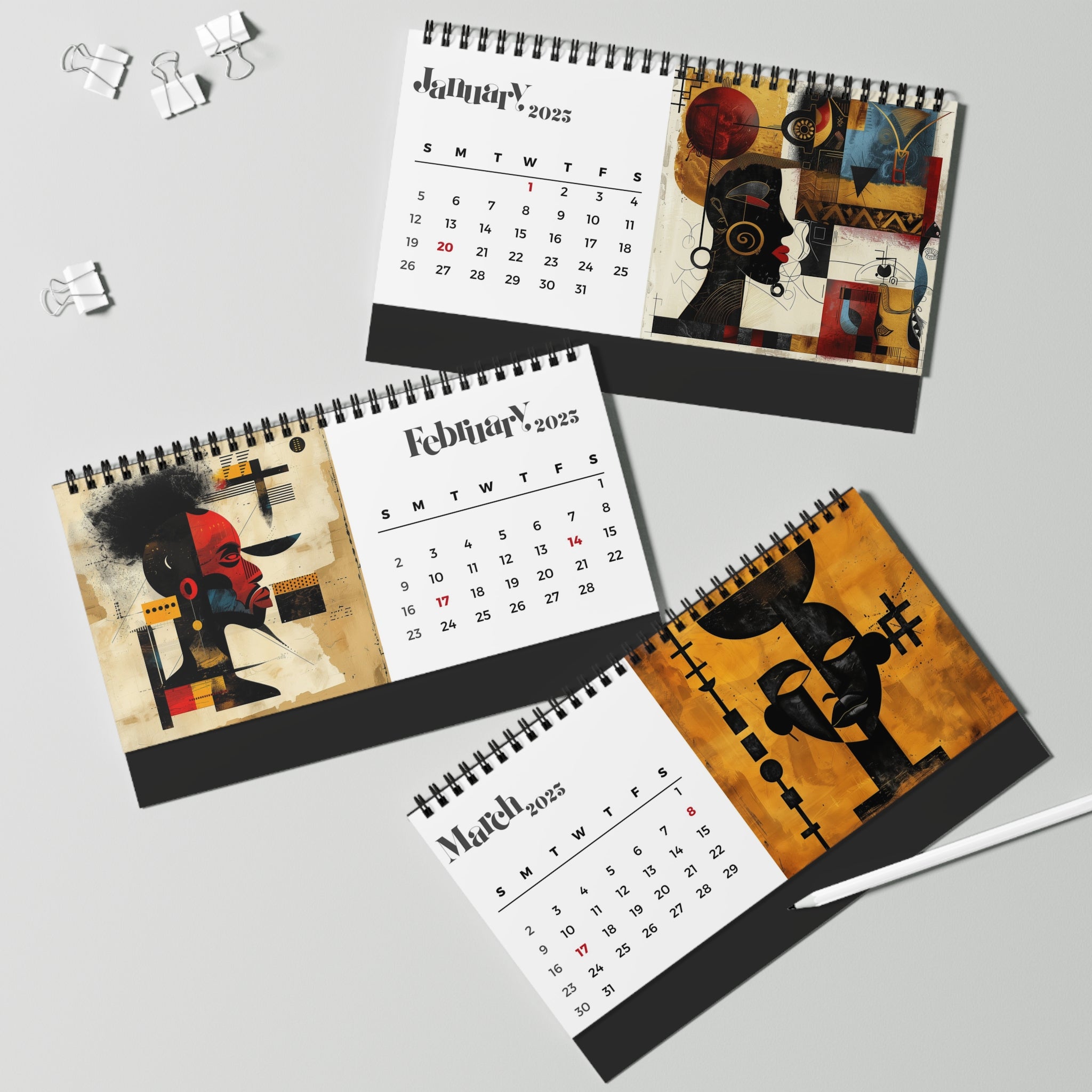 2025 African Masks Desk Calendar