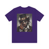 Voodoo Priest Tee Shirt featuring an Afrocentric gothic design of a voodoo priest in a top hat with skull face paint, red eyes, dark fantasy Afrocentric streetwear. (Back style)