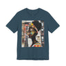 Boss Babe Kendra abstract graffiti T-shirt in deep teal against a white background.