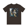 Black woman depicted as Statue of Liberty with mouth covered by white cloth symbolizing silenced freedom of speech First Amendment protest art on tee shirt.