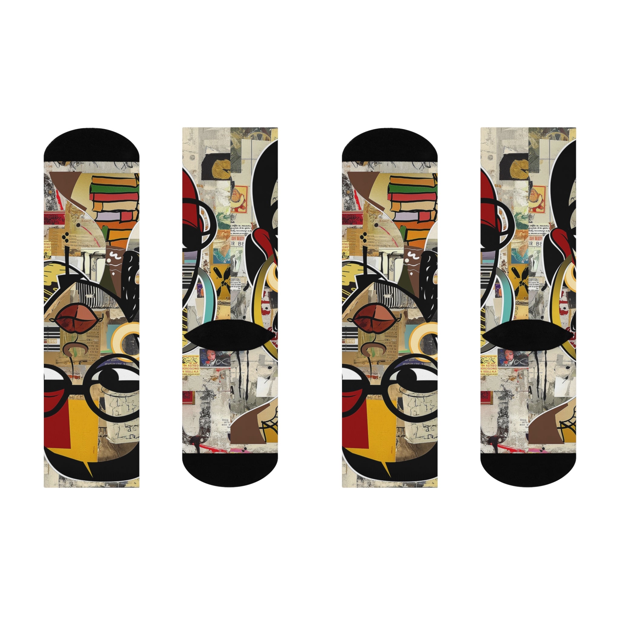 Boss Babe crew socks featuring Afrocentric graffiti art of a stylish Black woman cartoon named Latisha, celebrating confidence, melanin, and empowerment.