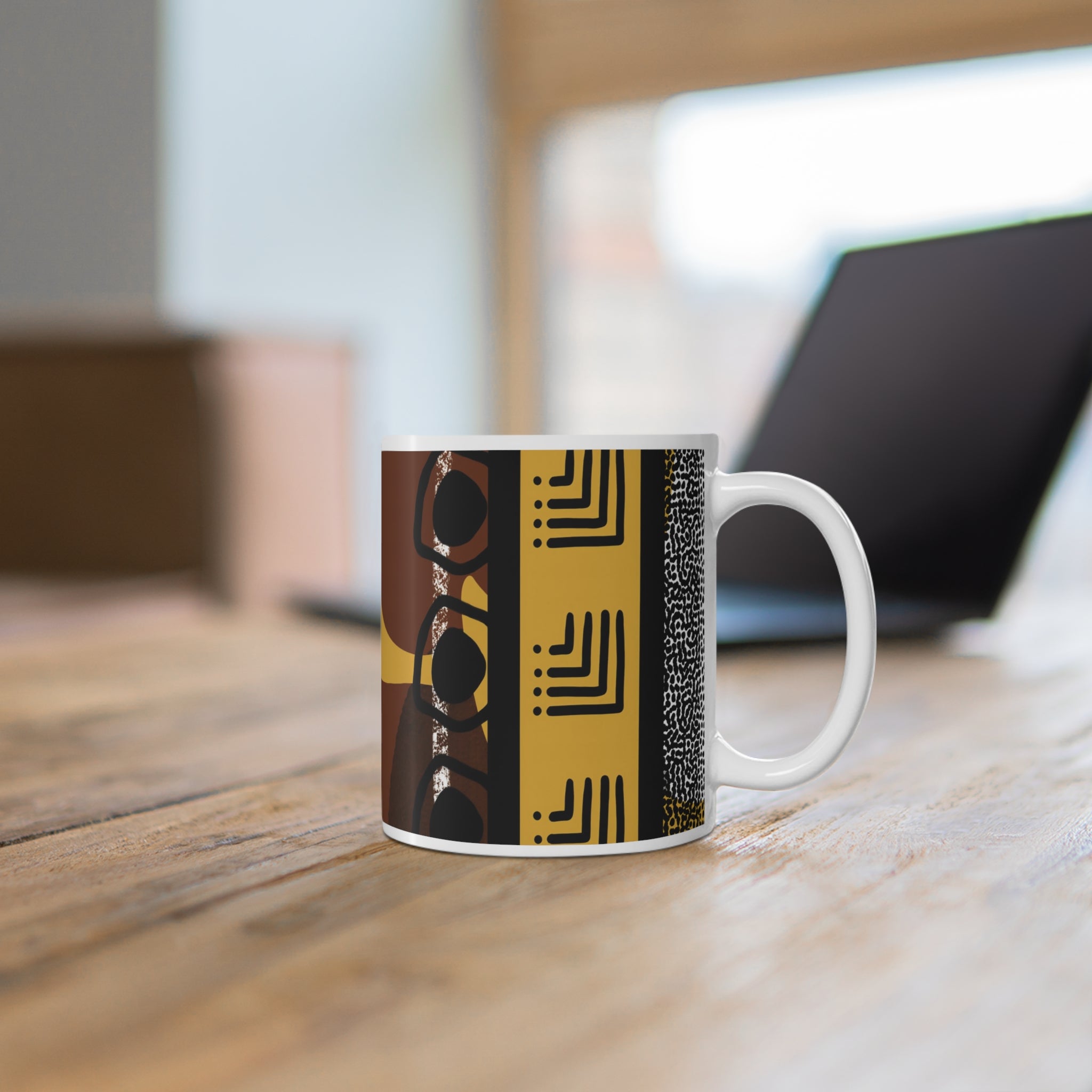 African Mud Cloth Pattern Coffee Mug - Style 03