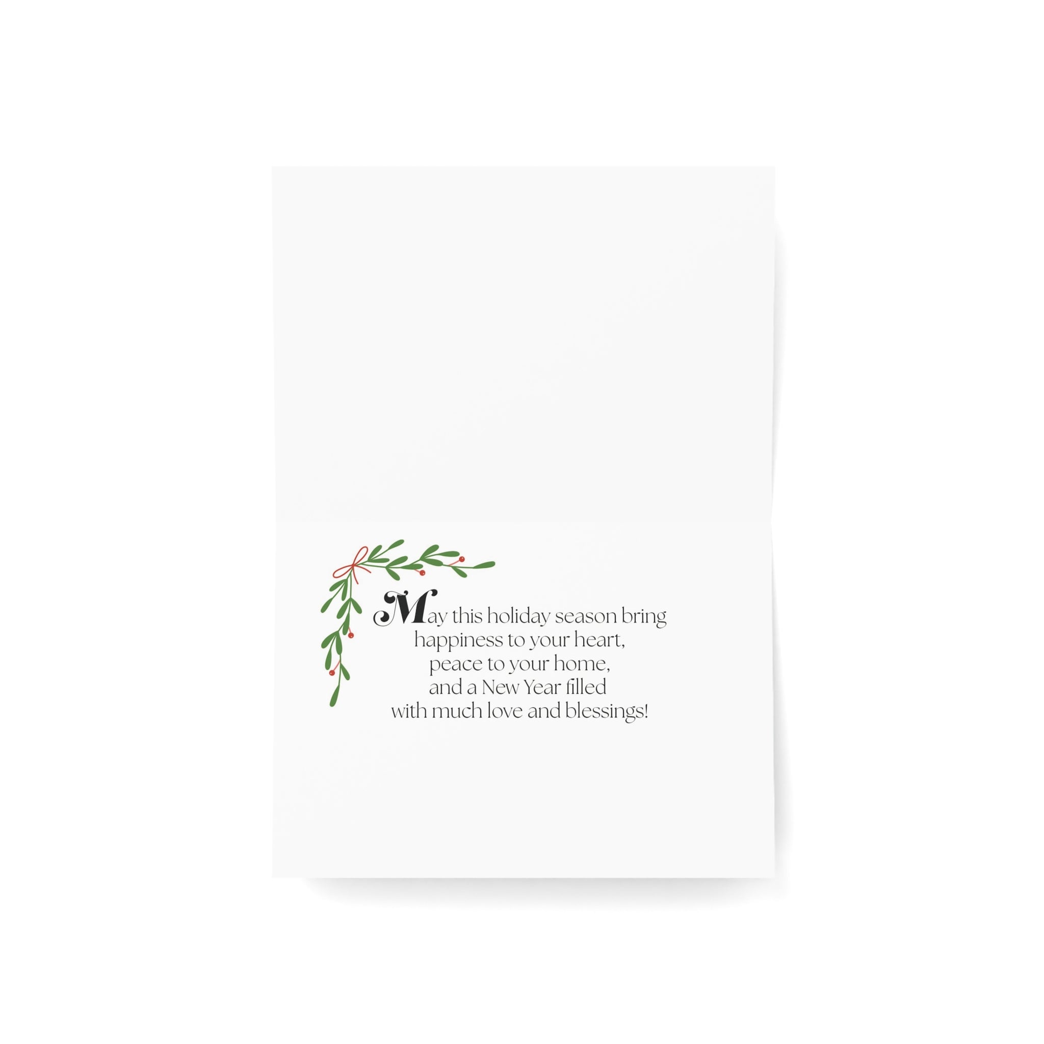 Holiday message printed on inside of Christmas card.