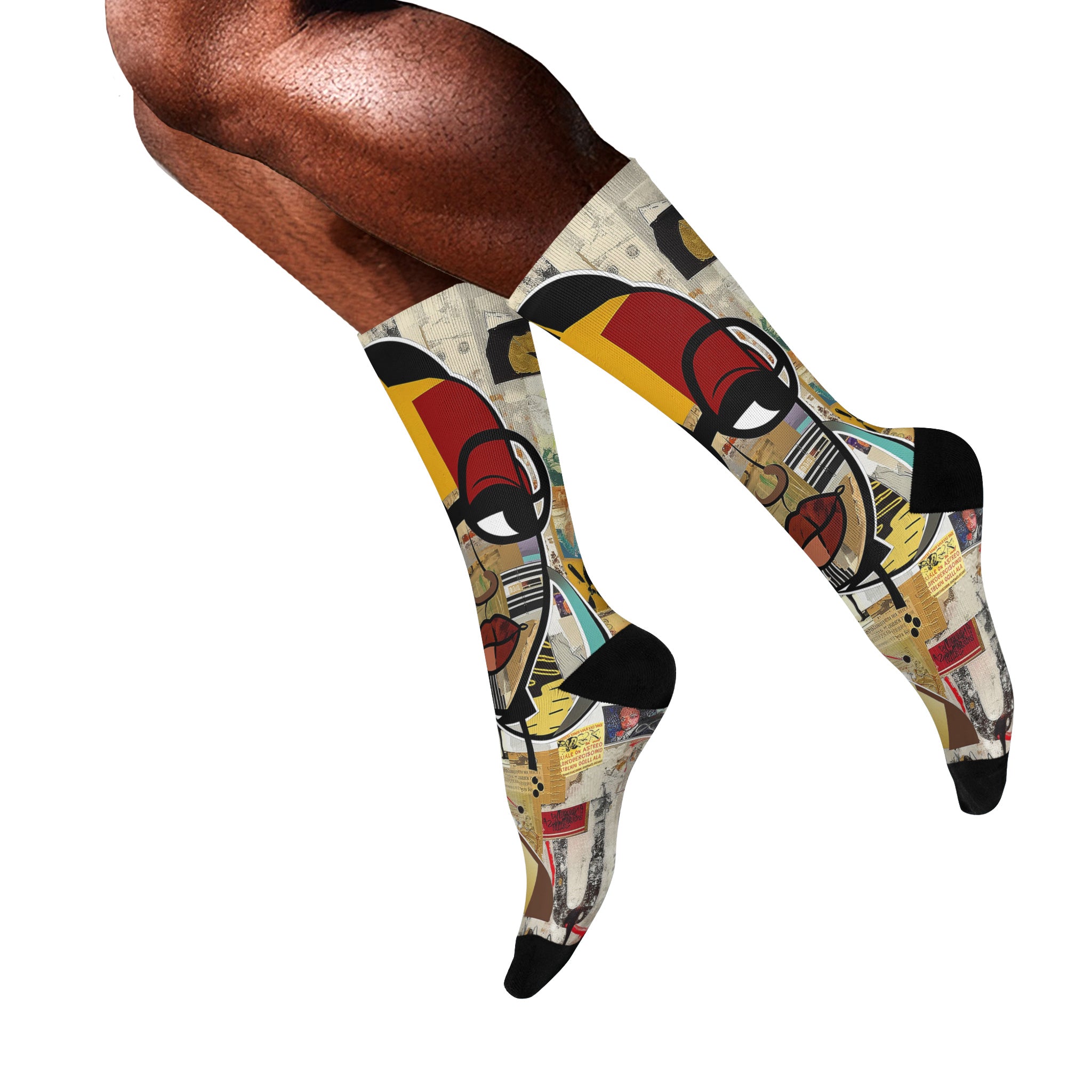 Boss Babe crew socks featuring Afrocentric graffiti art of a stylish Black woman cartoon named Latisha, celebrating confidence, melanin, and empowerment.