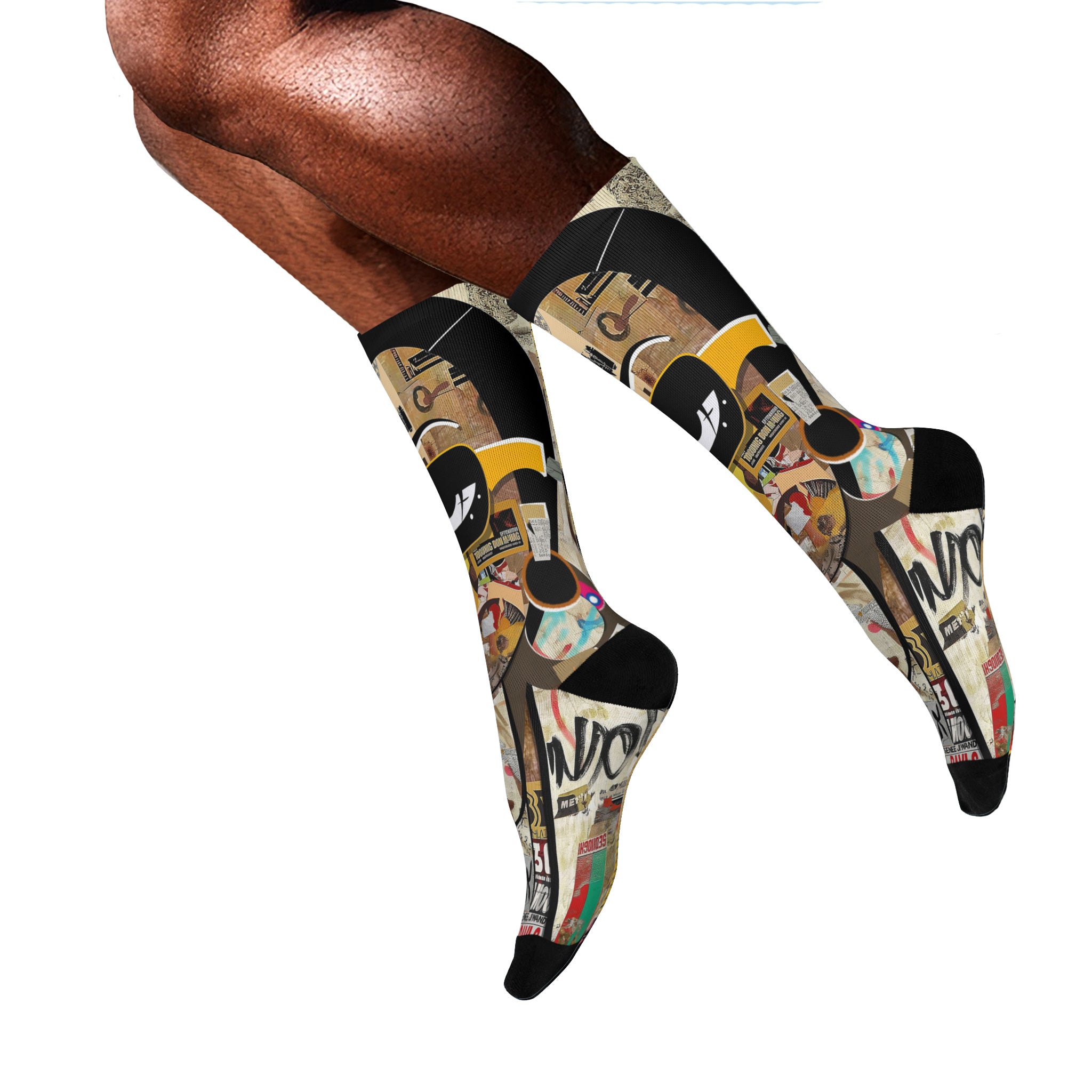Boss Babe crew socks featuring Afrocentric graffiti art of a stylish Black woman cartoon named Keisha, celebrating confidence, melanin, and empowerment.