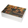 A stack of Afrocentric Kwanzaa holiday greeting cards celebrating Black heritage, African American culture, family, unity, community, and the Seven Principles of Kwanzaa, placed against a white background. Qty 50