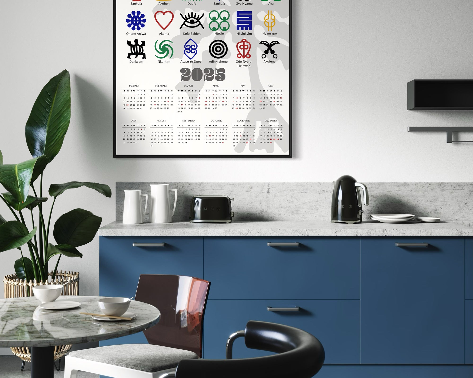 2025 African Adinkra Symbols Poster Calendar- Style 01