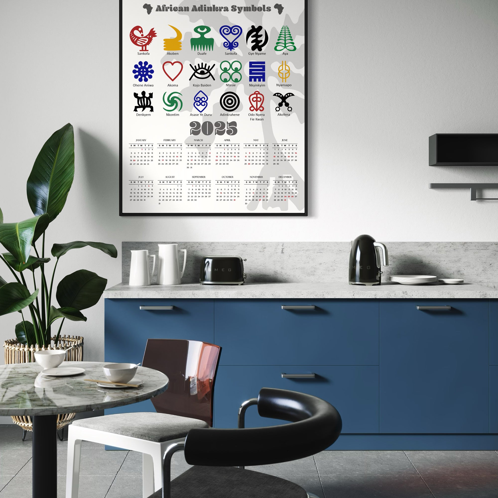 2025 African Adinkra Symbols Poster Calendar- Style 01