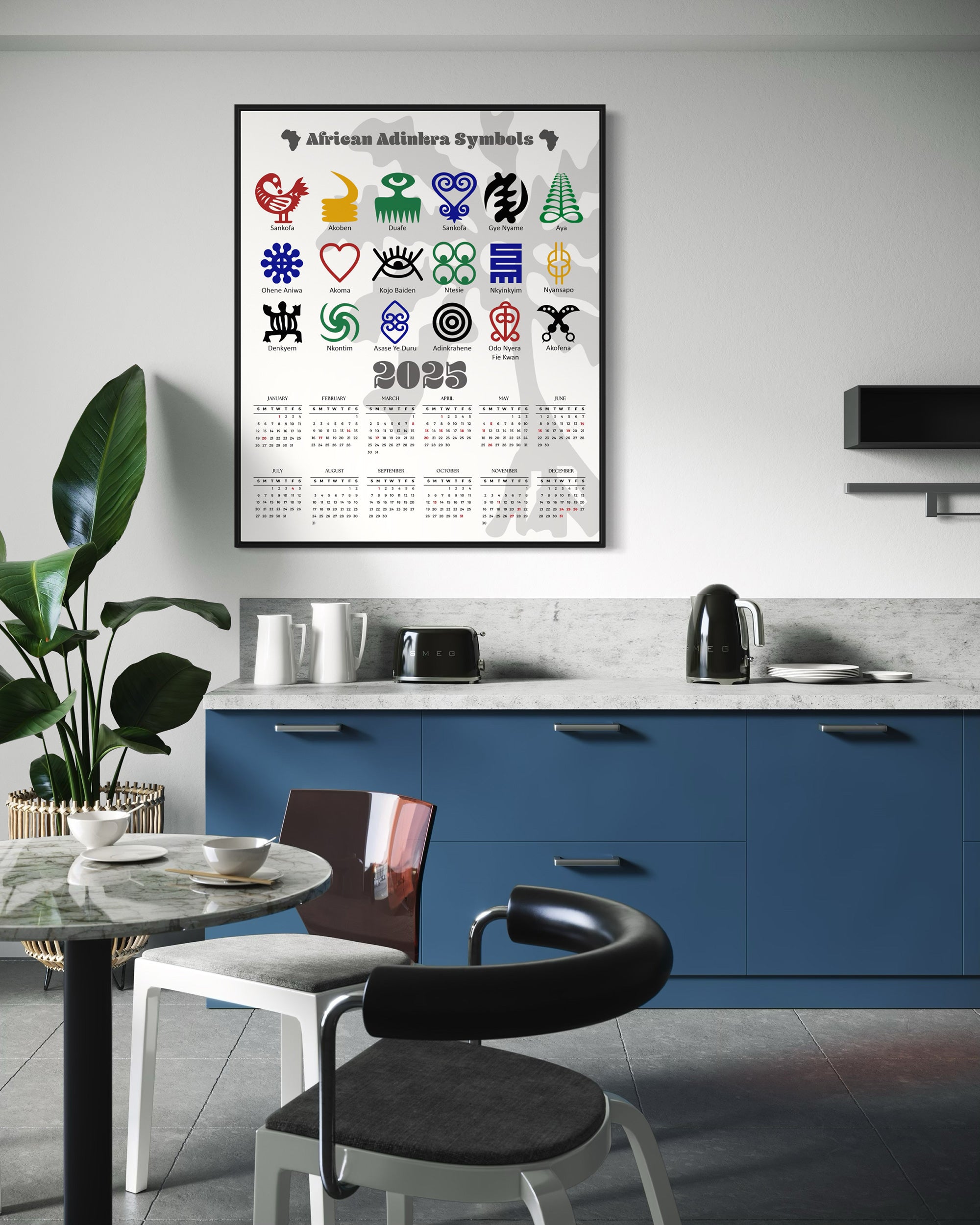 2025 African Adinkra Symbols Poster Calendar- Style 01