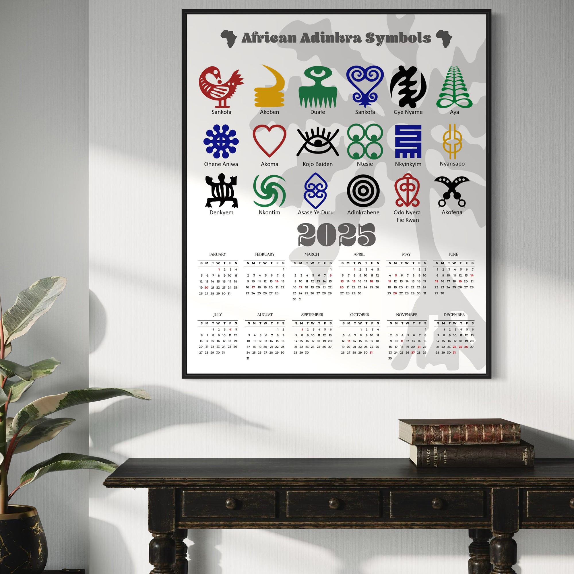 2025 African Adinkra Symbols Poster Calendar- Style 01