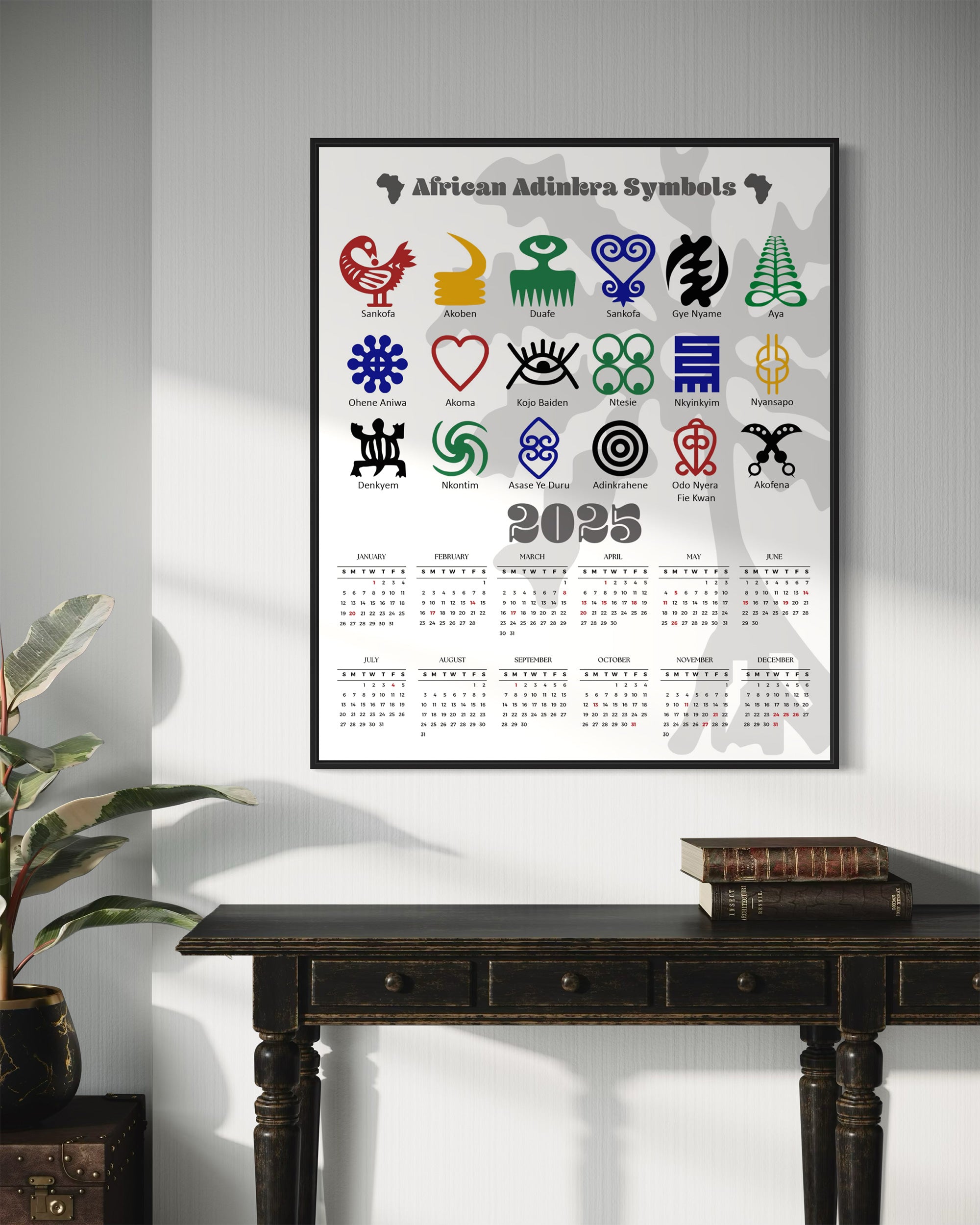 2025 African Adinkra Symbols Poster Calendar- Style 01