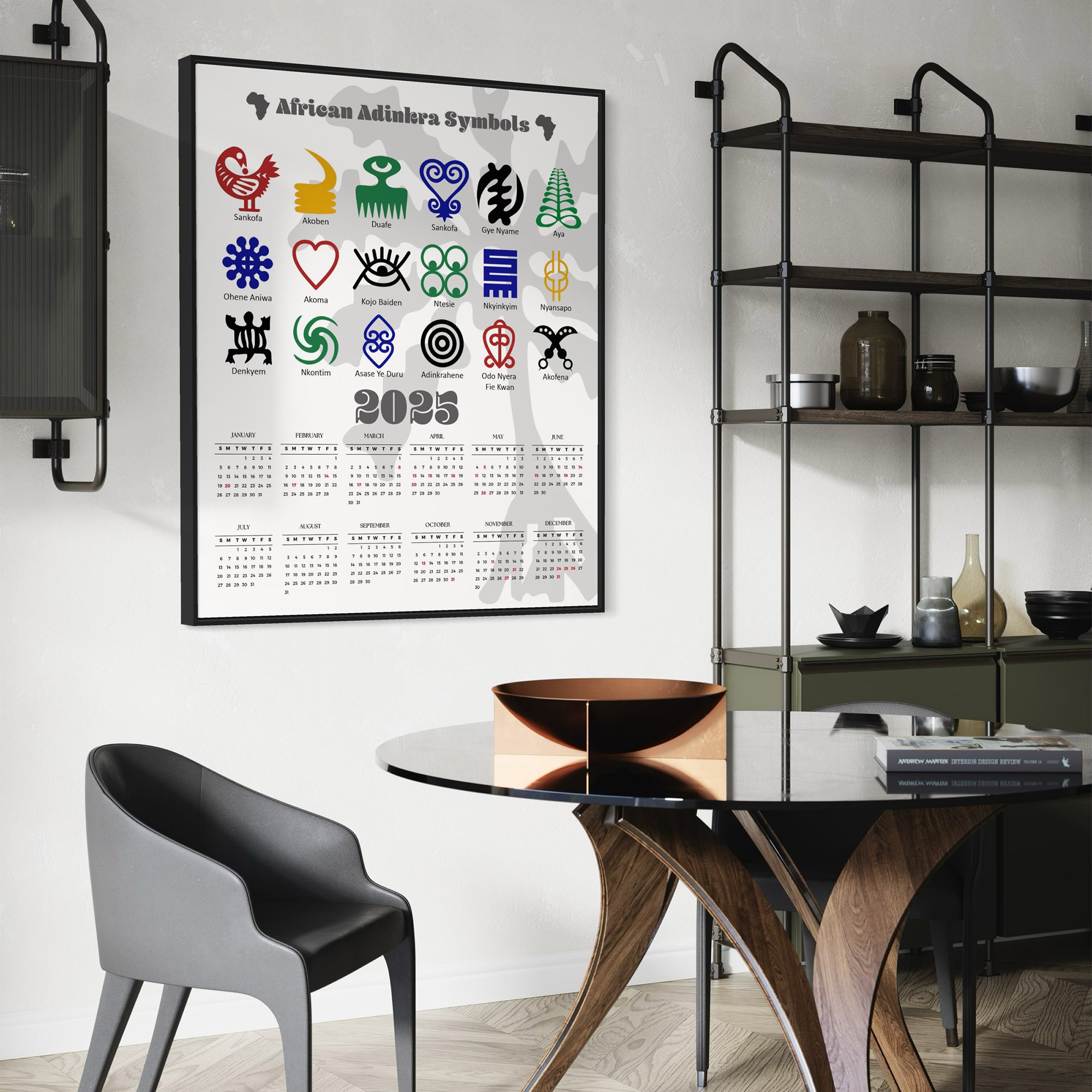 2025 African Adinkra Symbols Poster Calendar- Style 01