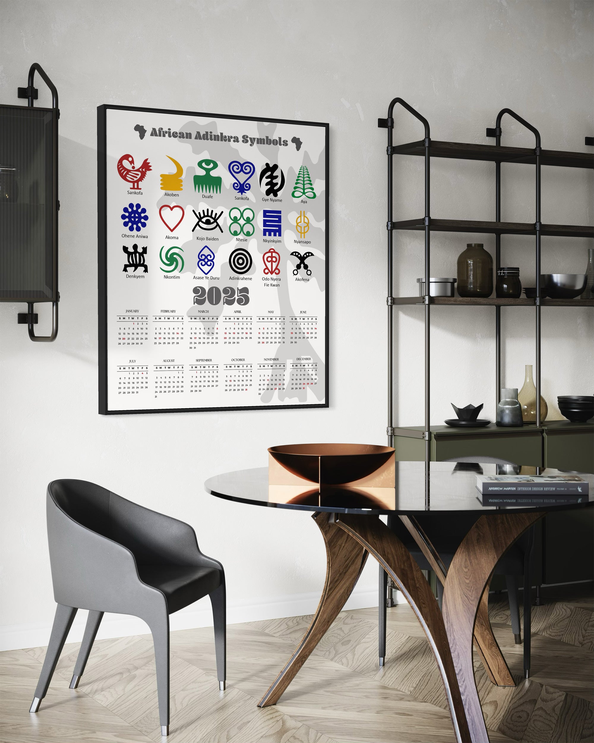 2025 African Adinkra Symbols Poster Calendar- Style 01