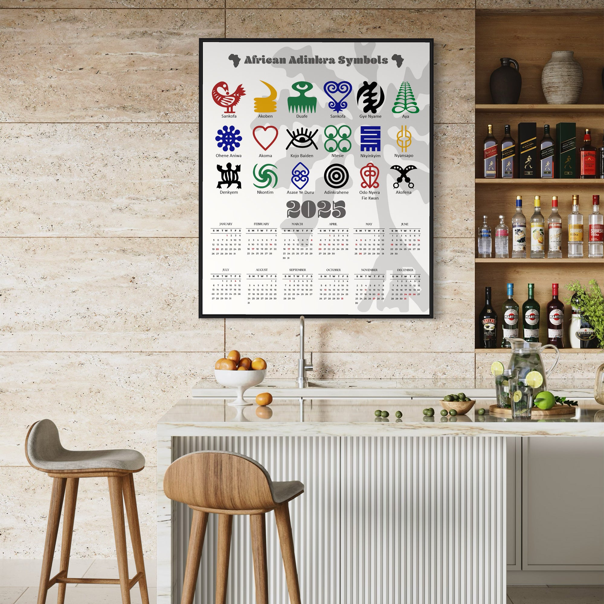 2025 African Adinkra Symbols Poster Calendar- Style 01