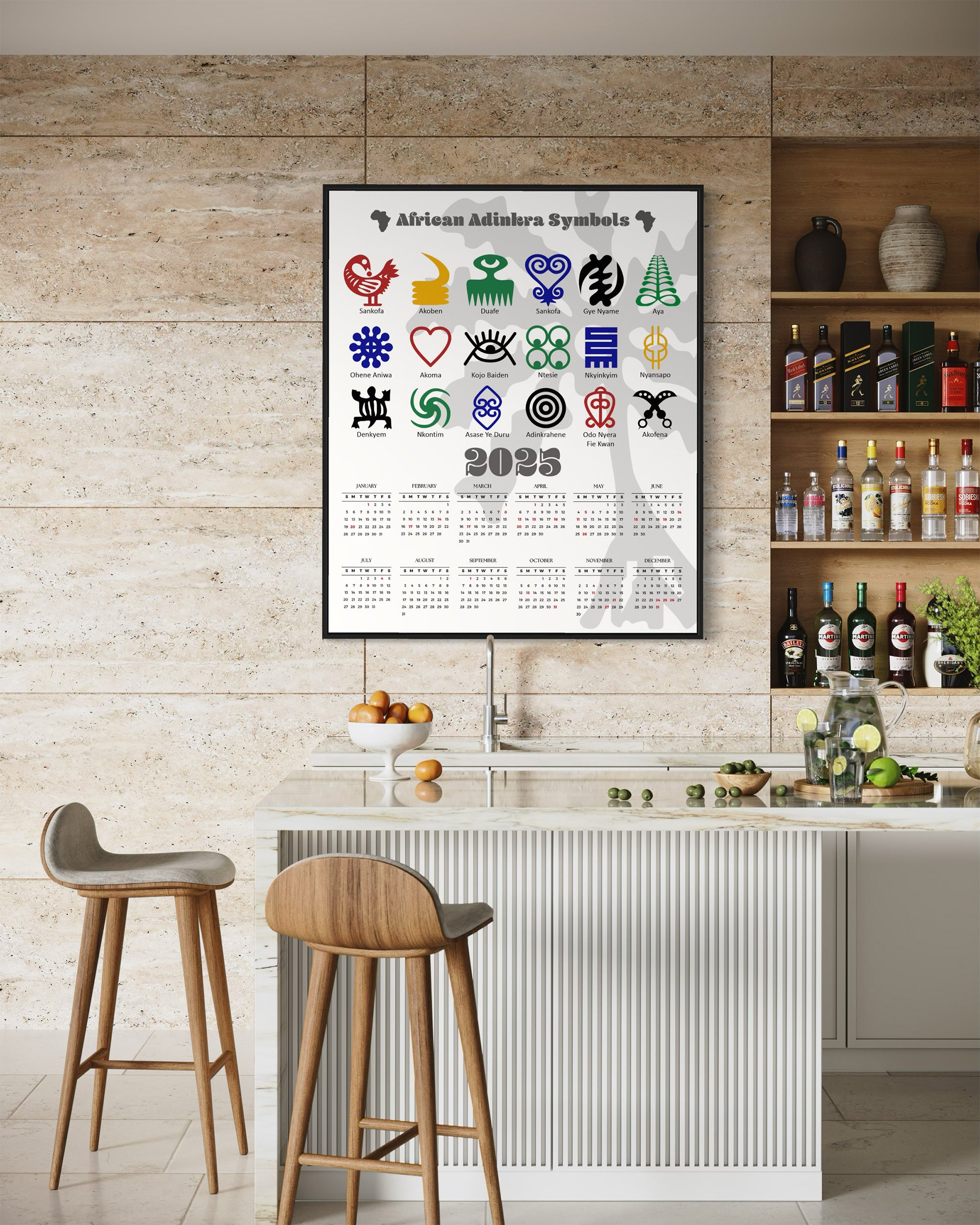 2025 African Adinkra Symbols Poster Calendar- Style 01