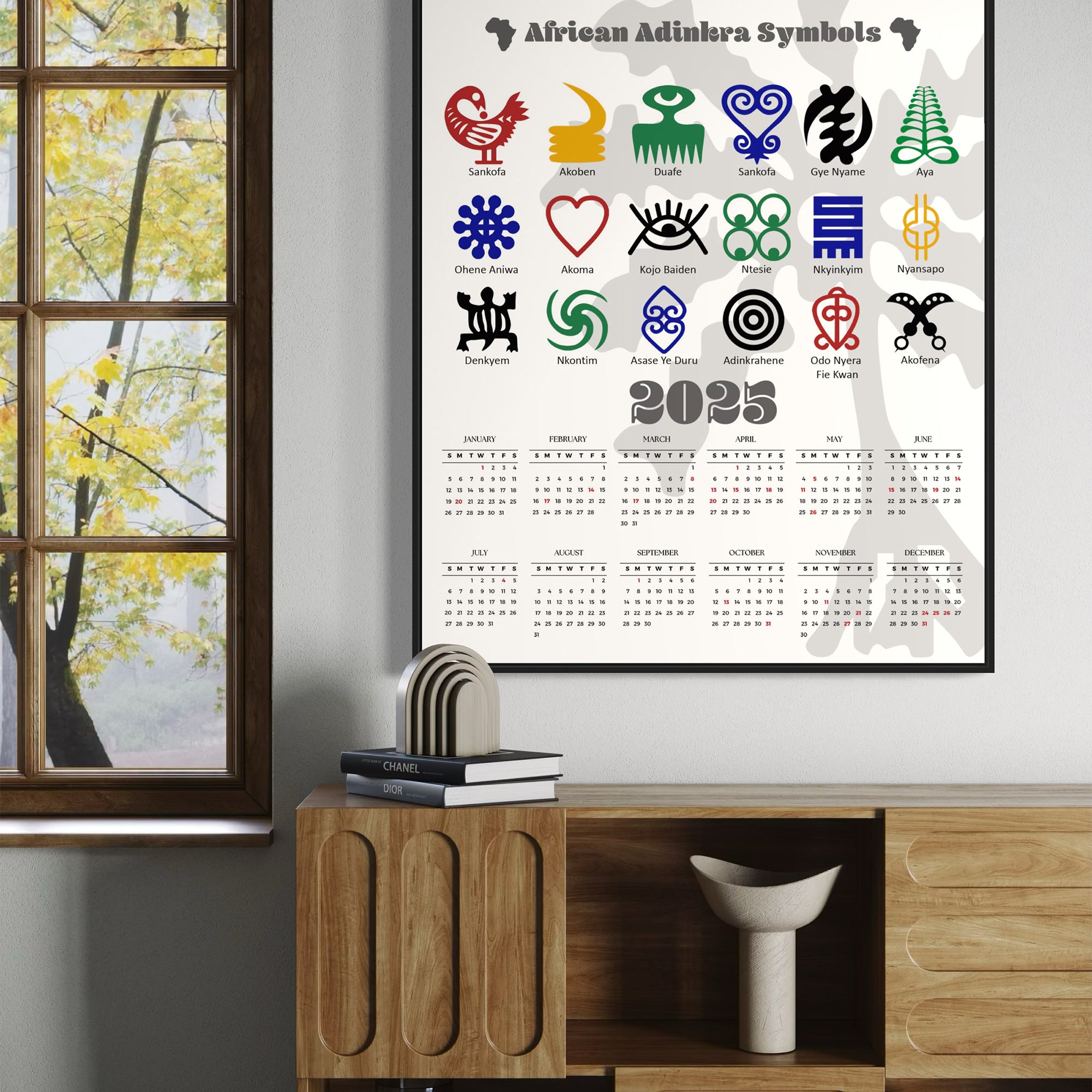 2025 African Adinkra Symbols Poster Calendar- Style 01