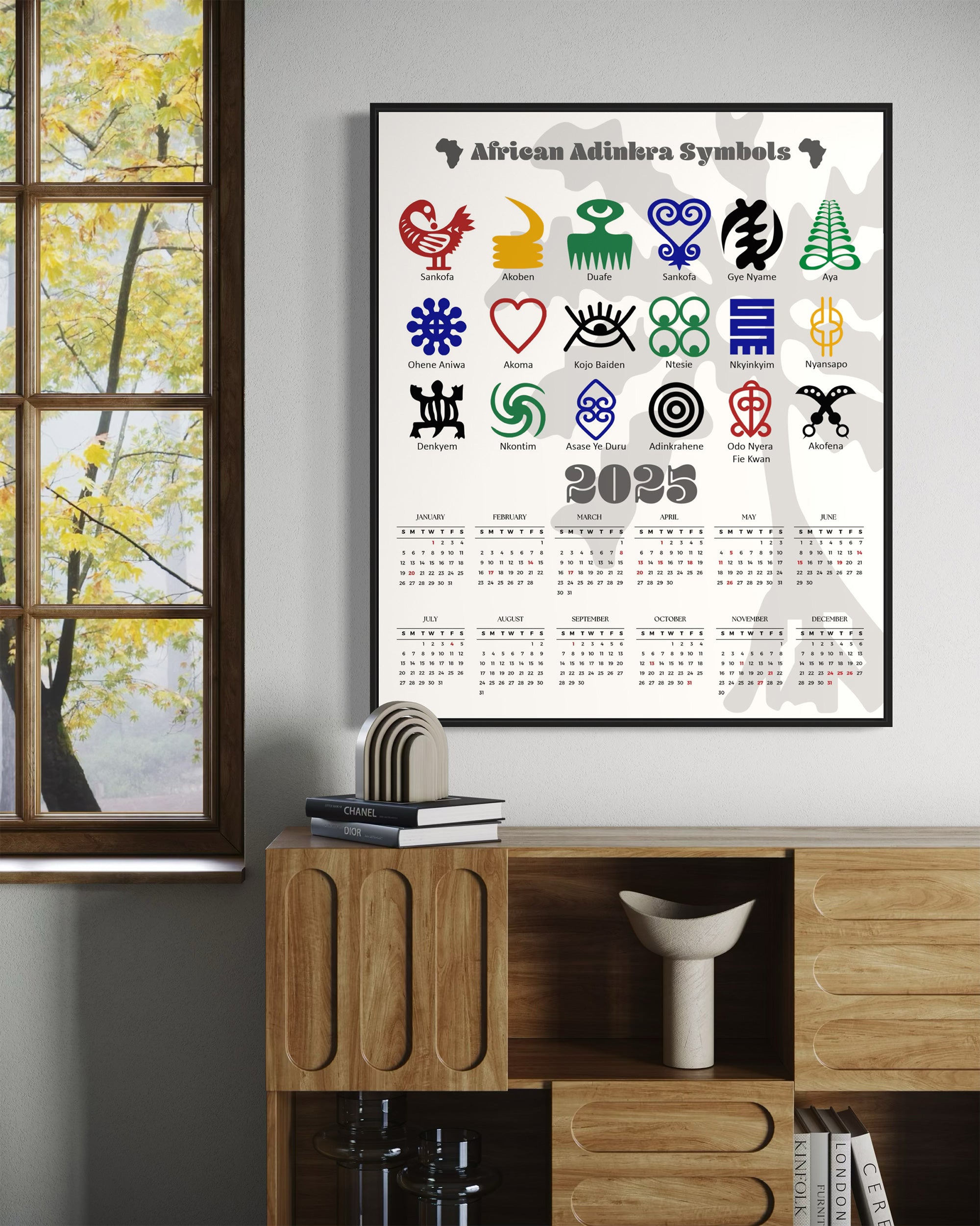 2025 African Adinkra Symbols Poster Calendar- Style 01