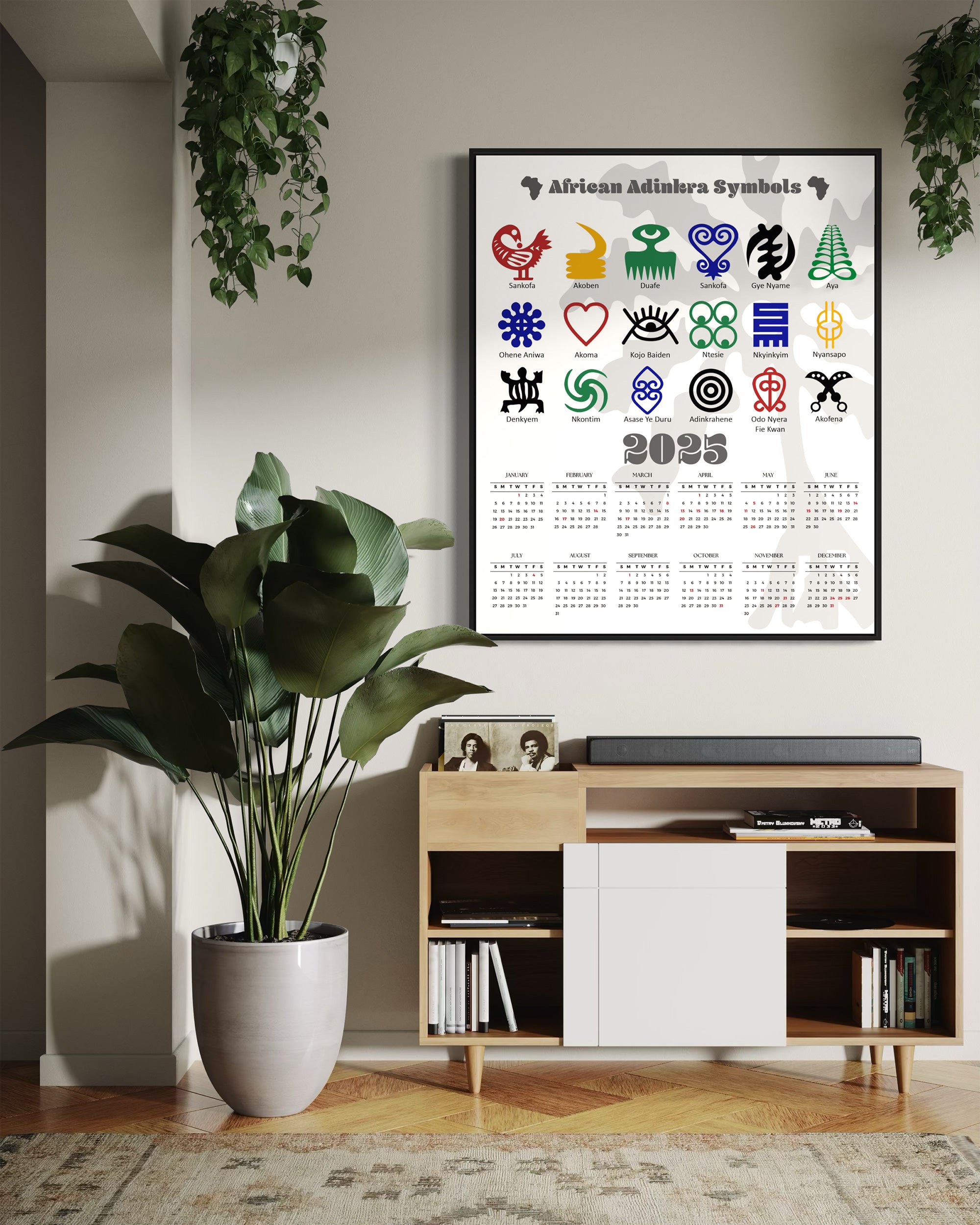 2025 African Adinkra Symbols Poster Calendar- Style 01