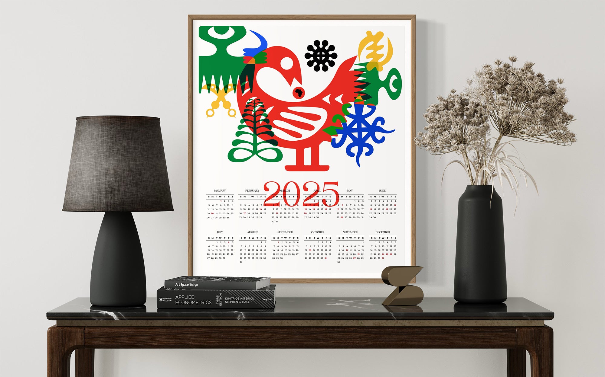 2025 Wall Calendar African Adinkra Symbols Poster Afro Bauhaus - Style 02