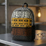 African Mud Cloth Backpack featuring traditional Bogolan tribal patterns. Stylish Afrocentric laptop and travel backpack inspired by authentic African heritage.