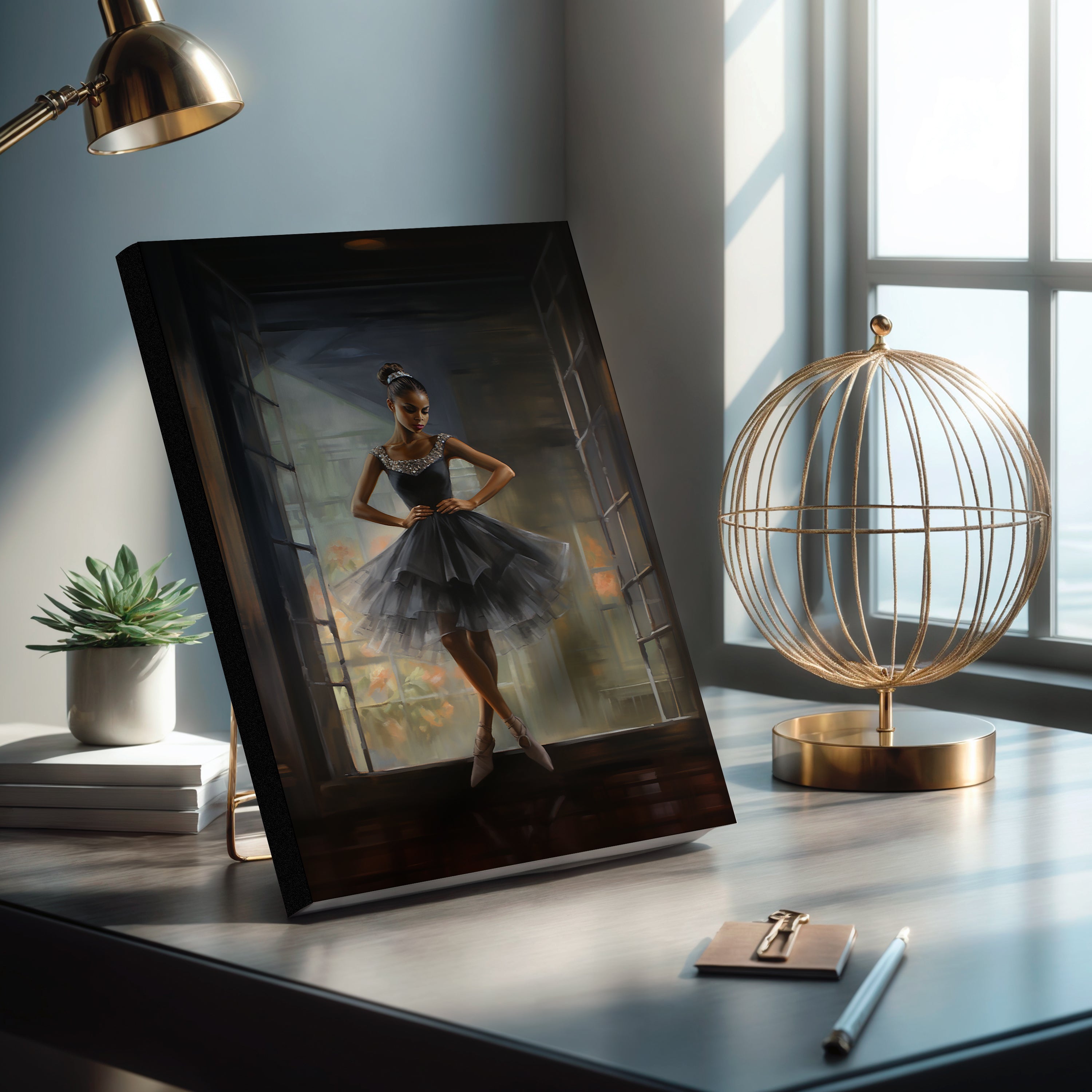 Black Girl Ballerina Journal featuring a graceful ballerina dance pose. Perfect for journaling goals, dance sketches, and choreography notes. A great gift for ballet students, teachers, and dance lovers.