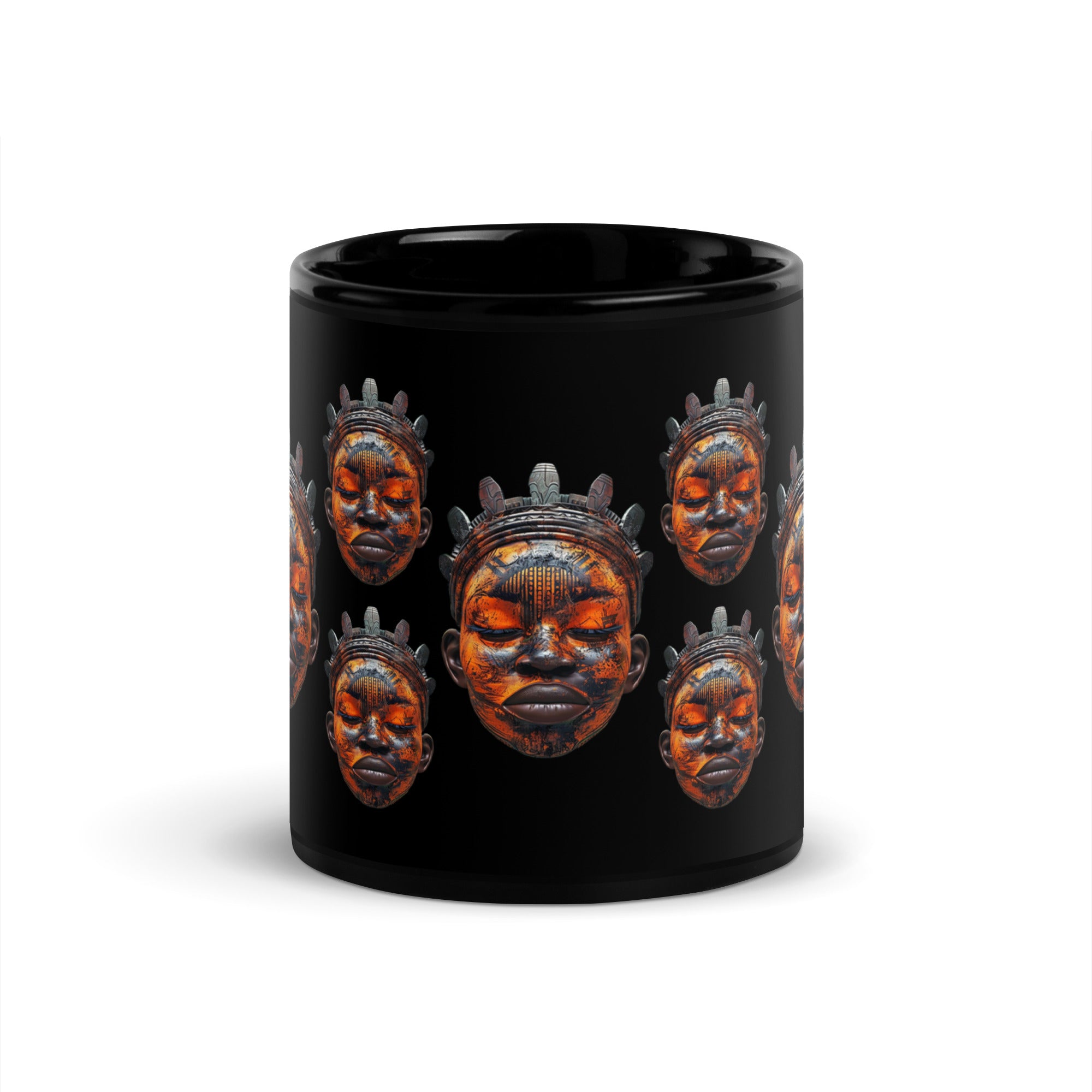 African Mask Coffee Mug - front view.
