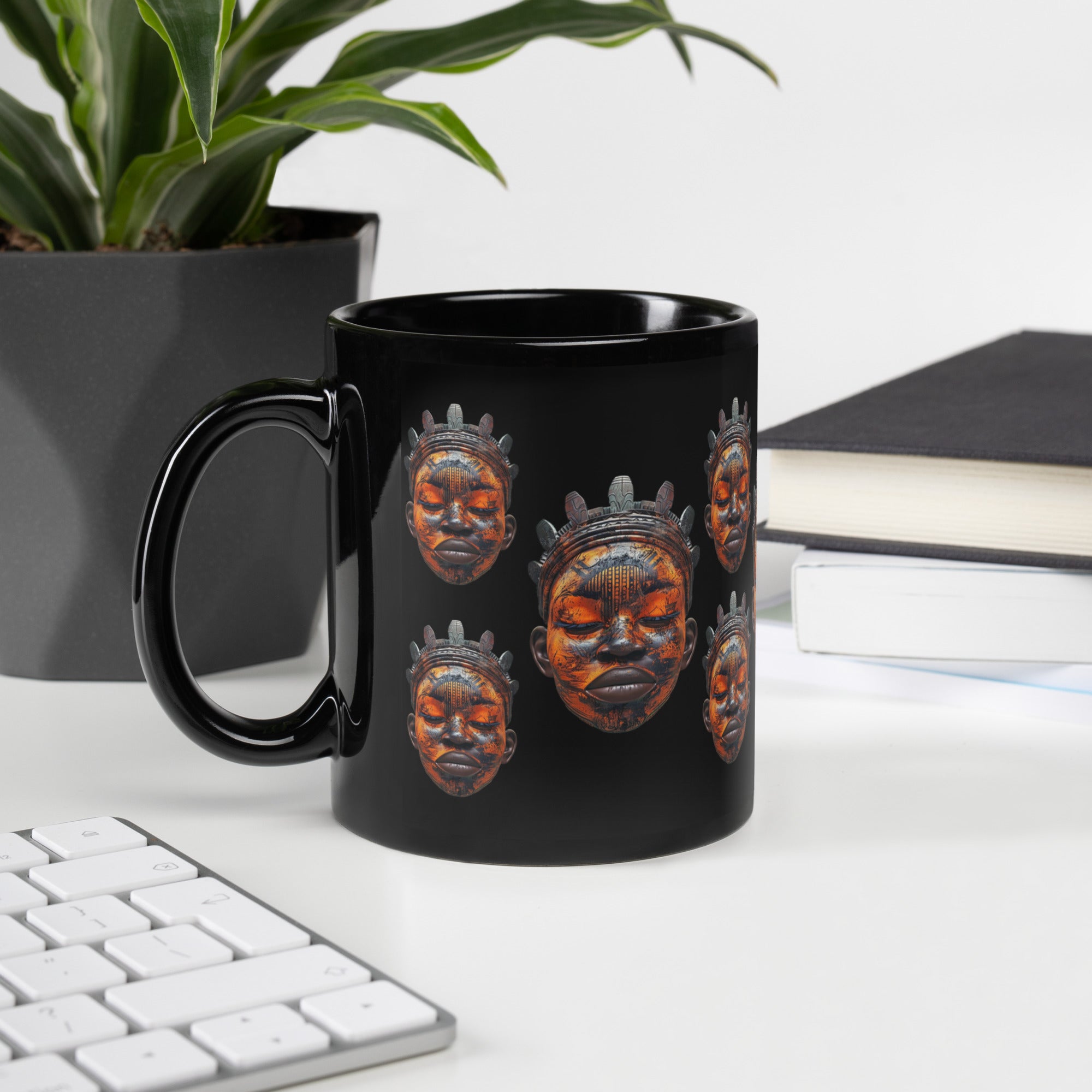 African Mask Coffee Mug - left hand view.
