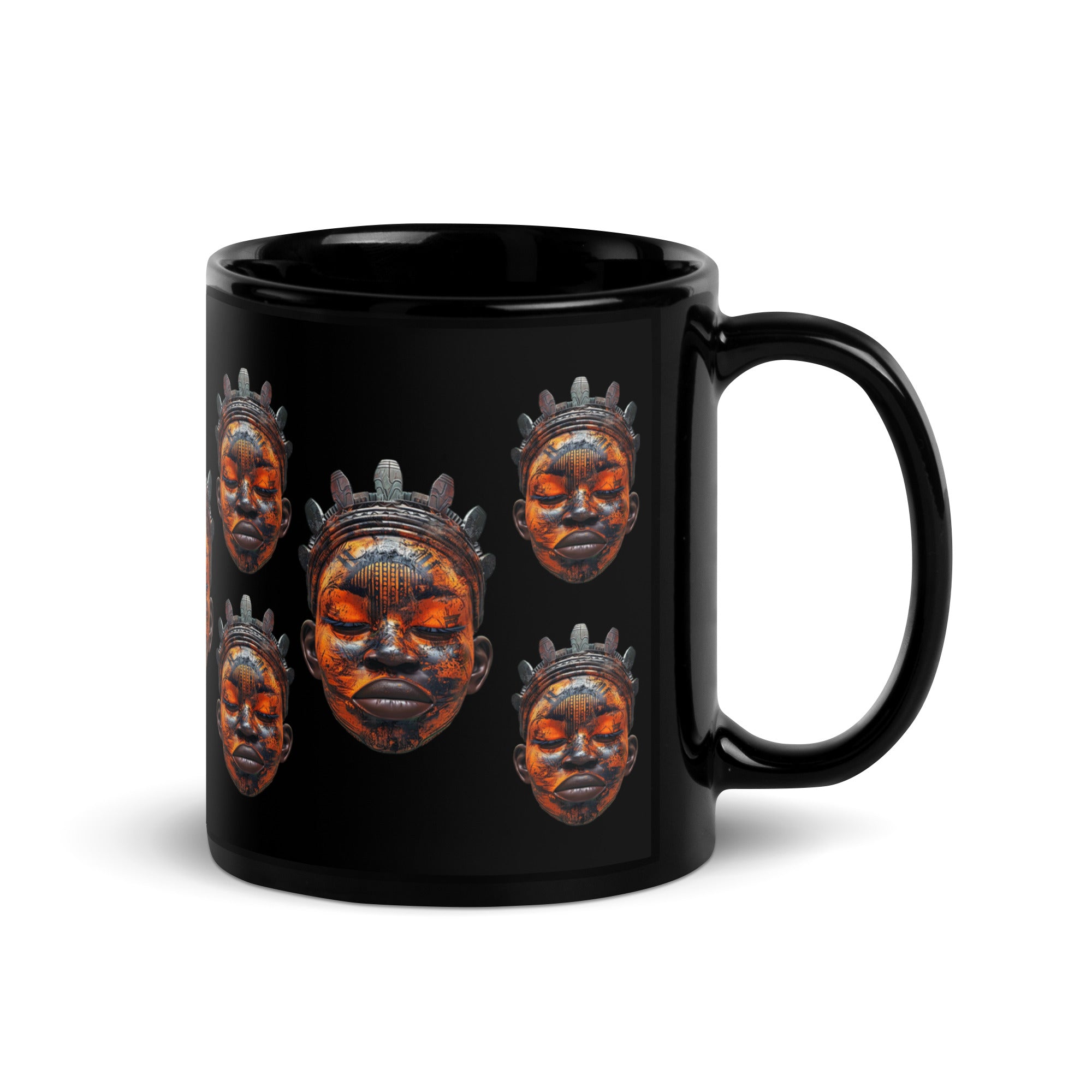 African Mask Coffee Mug - right hand view.