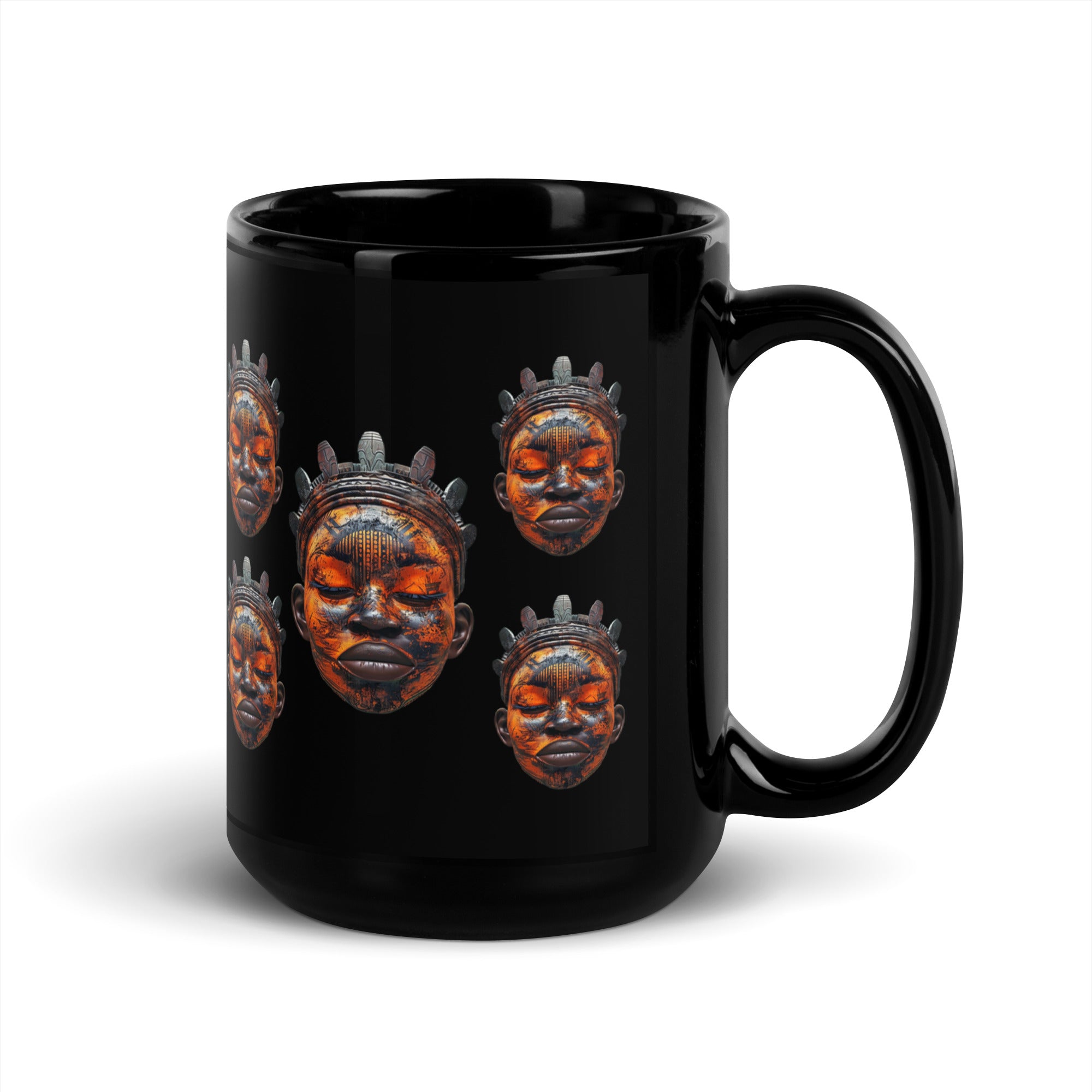 African Mask Coffee Mug - 15 oz right hand view.