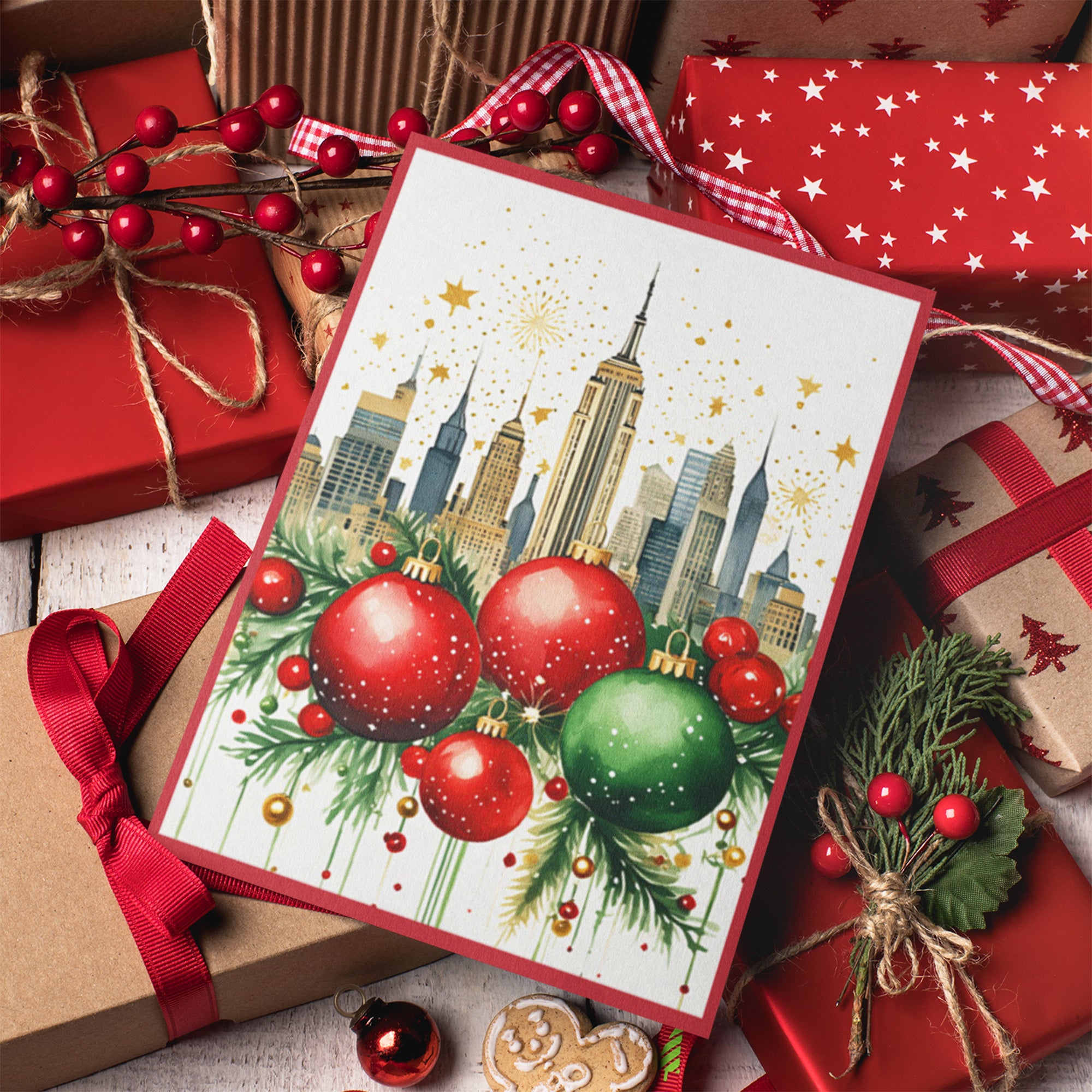 Christmas Cards New York City Manhattan Skyline Theme