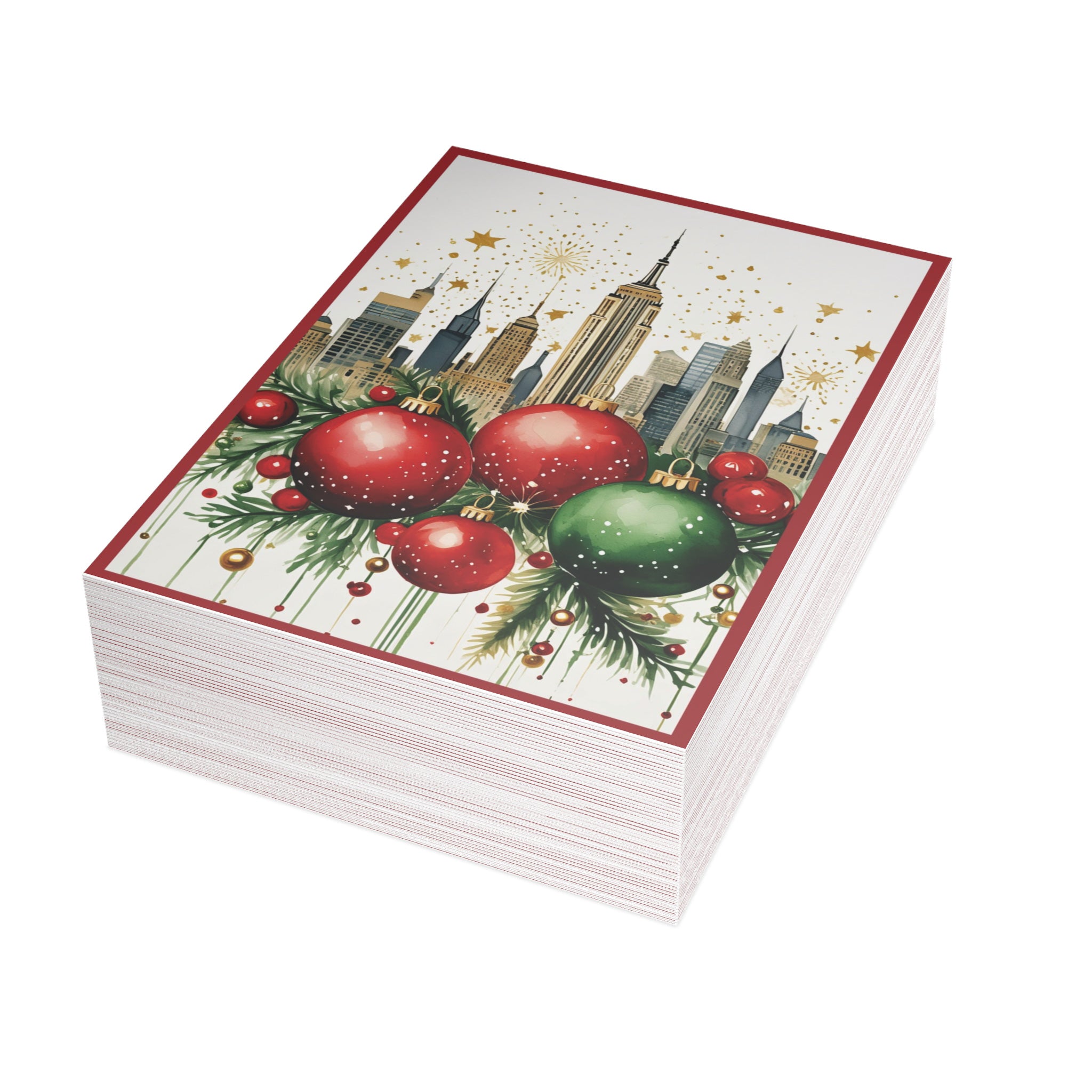 Christmas Cards New York City Manhattan Skyline Theme - Qty 30