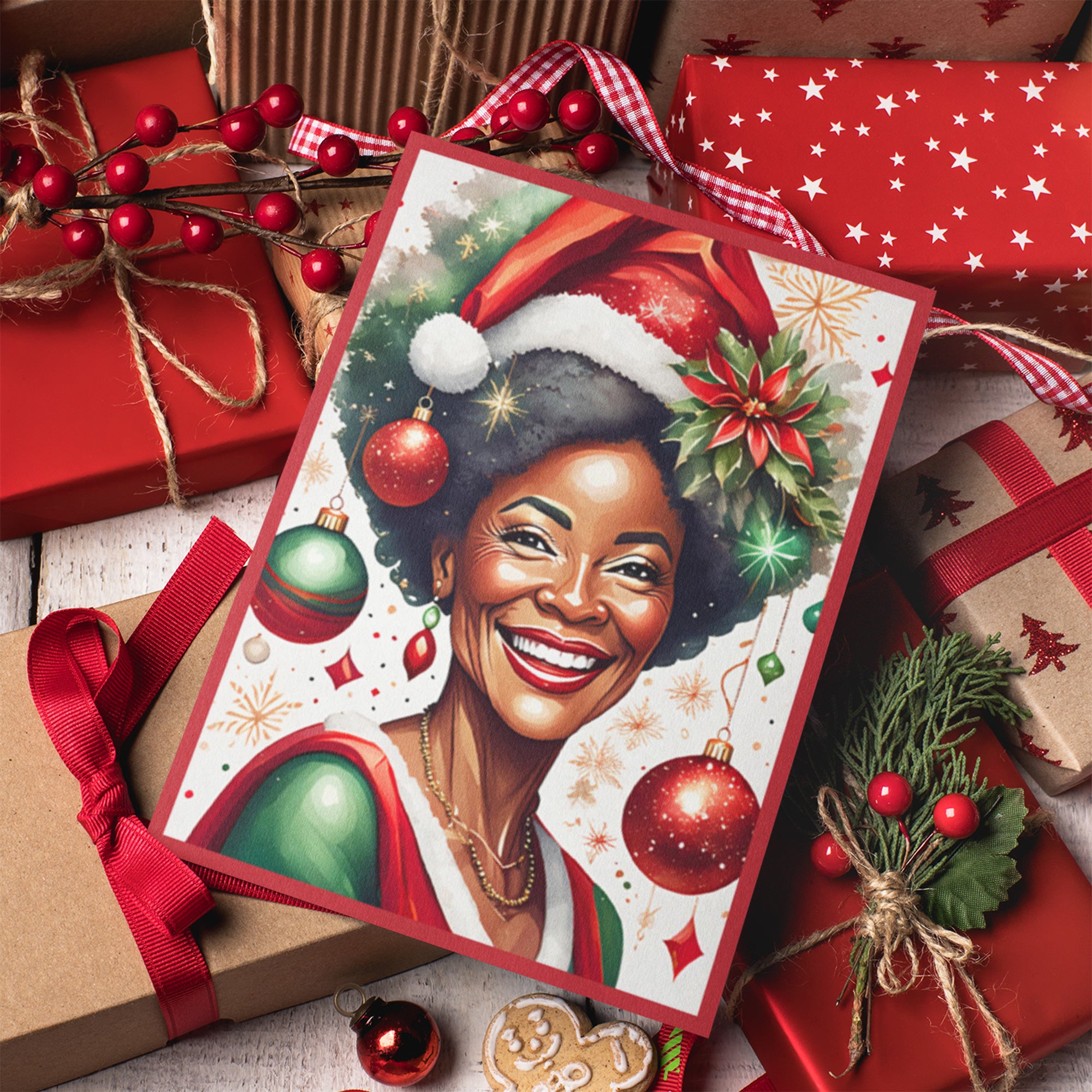 Christmas Cards African American Mrs. Santa Claus - Style 04