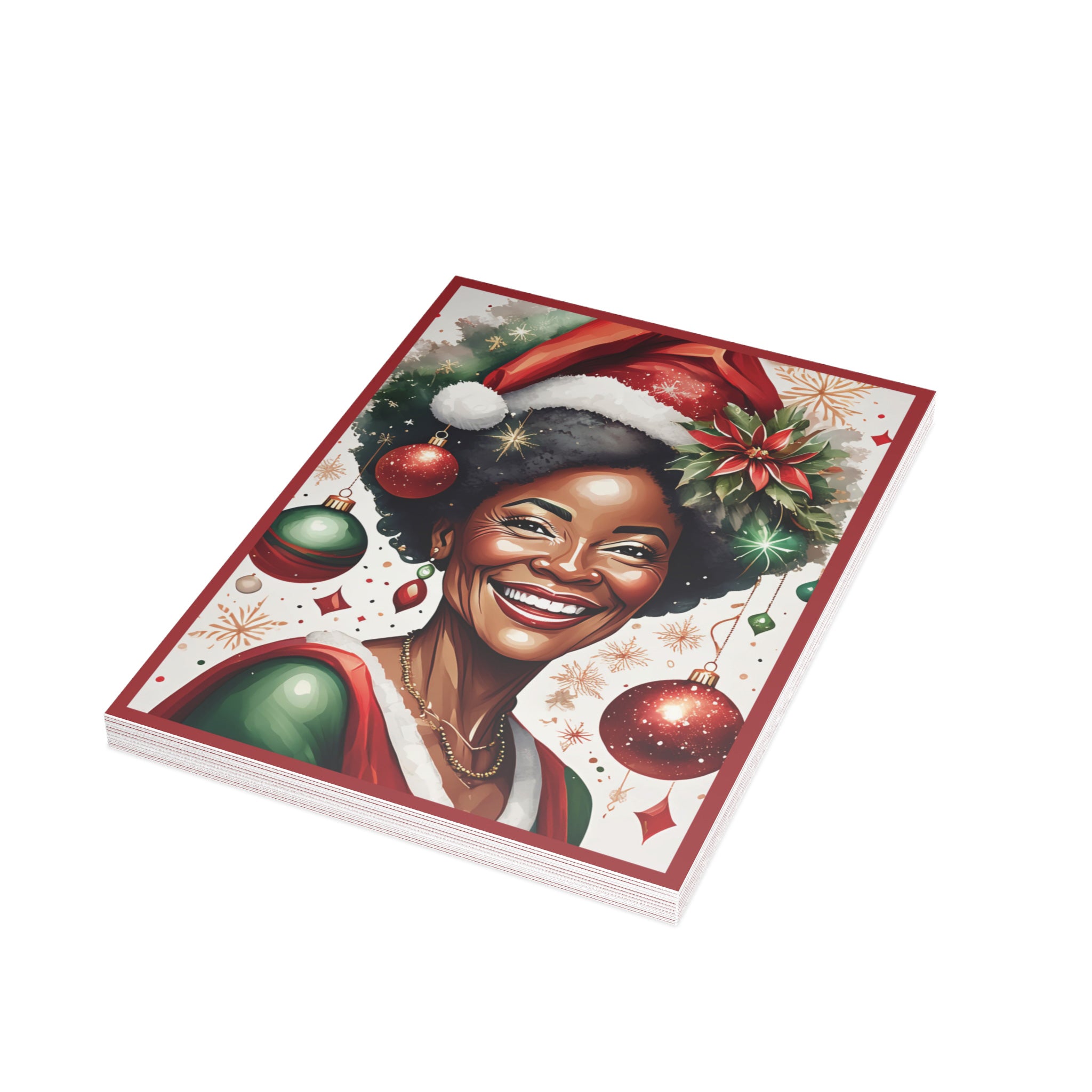 Christmas Cards African American Mrs. Santa Claus - Style 04 - Qty 10