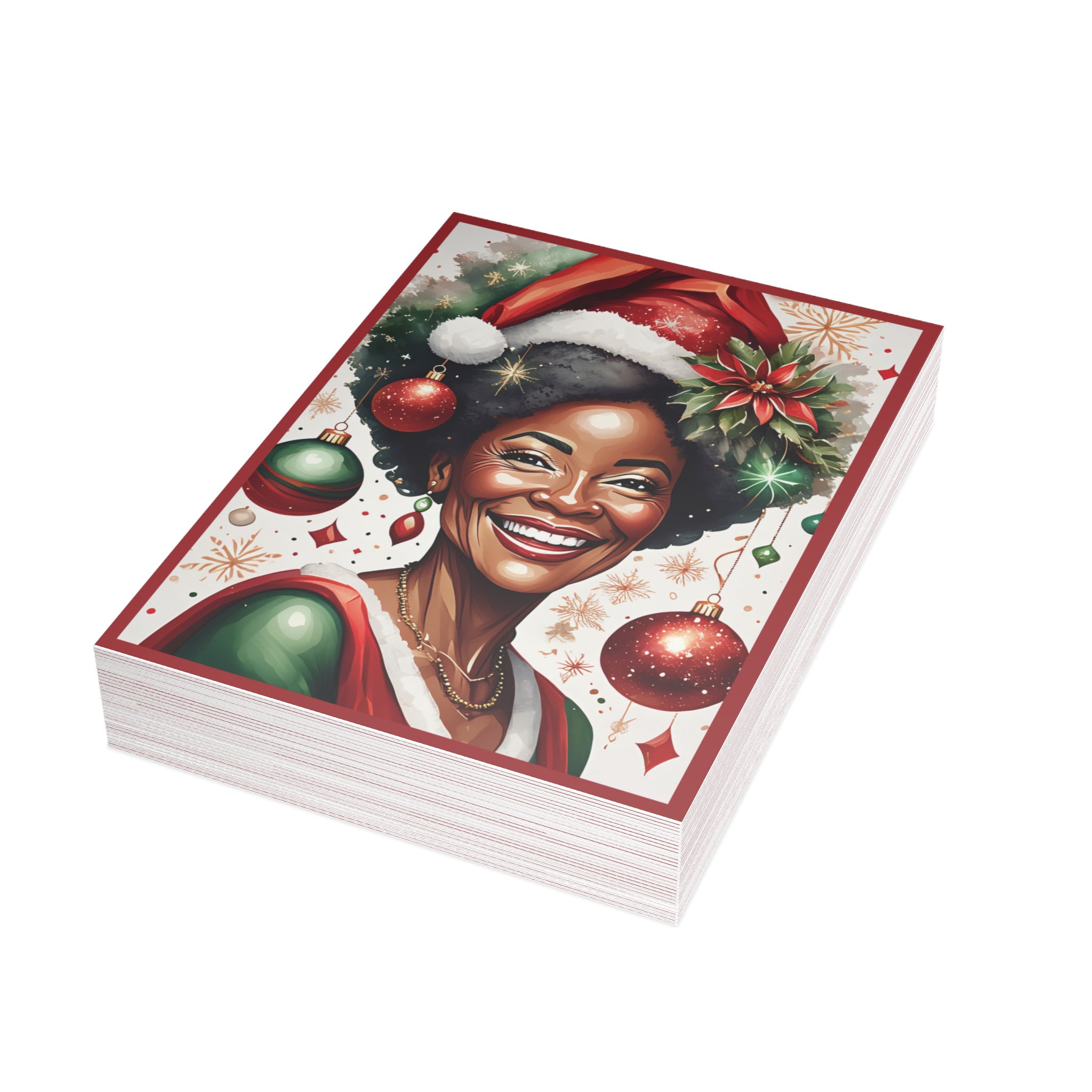 Christmas Cards African American Mrs. Santa Claus - Style 04 - Qty 30