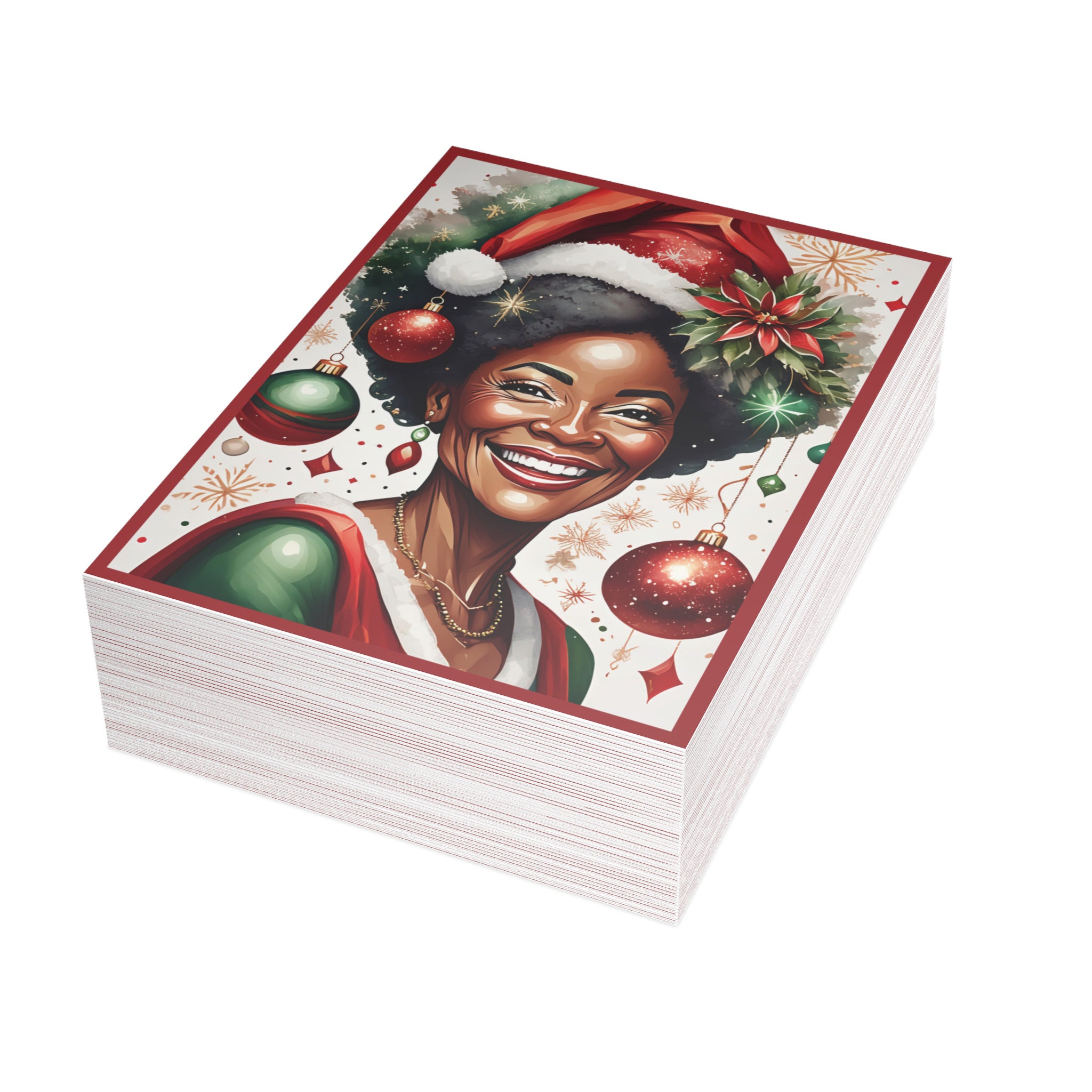 Christmas Cards African American Mrs. Santa Claus - Style 04 - Qty 50