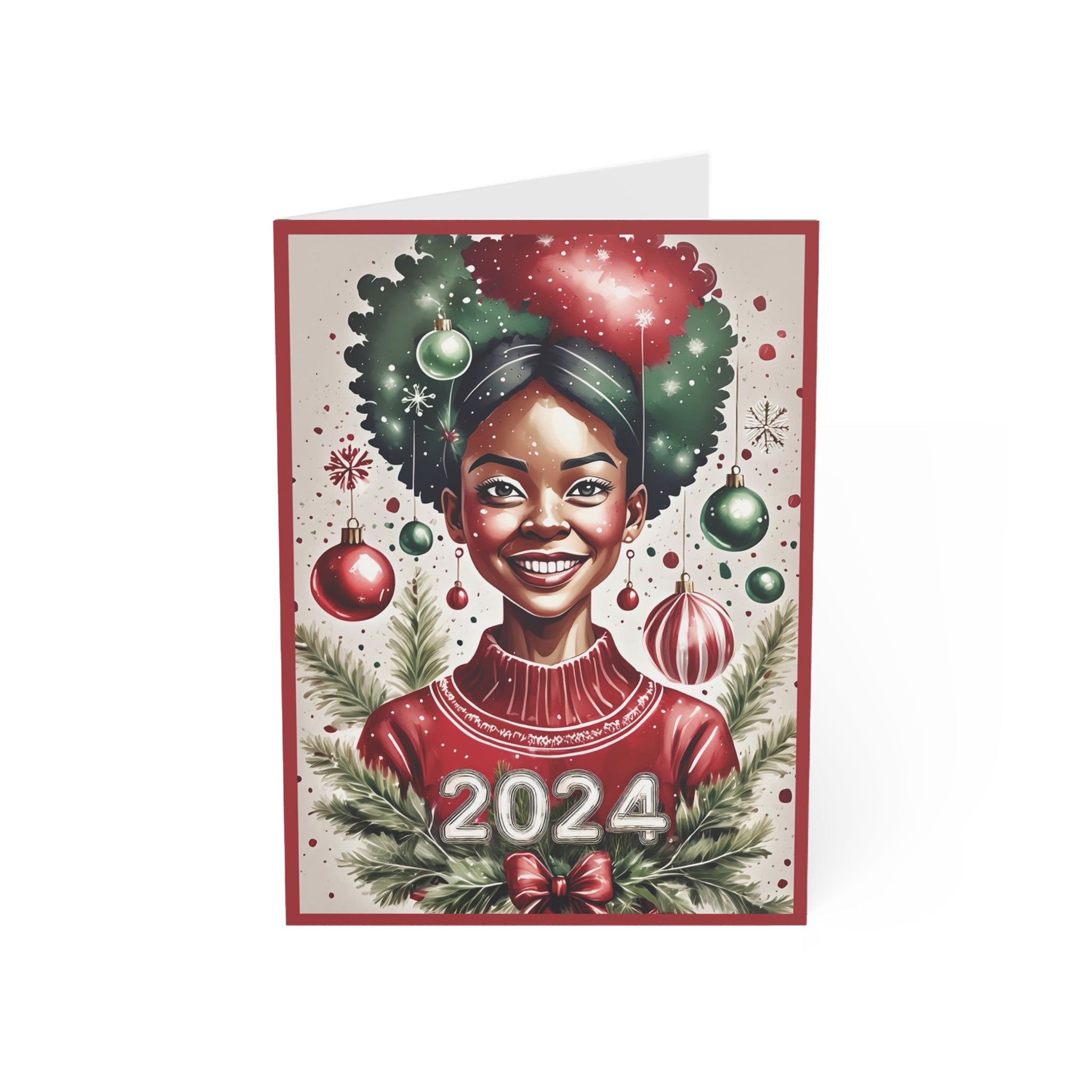 African American Christmas Card - with Year 2024