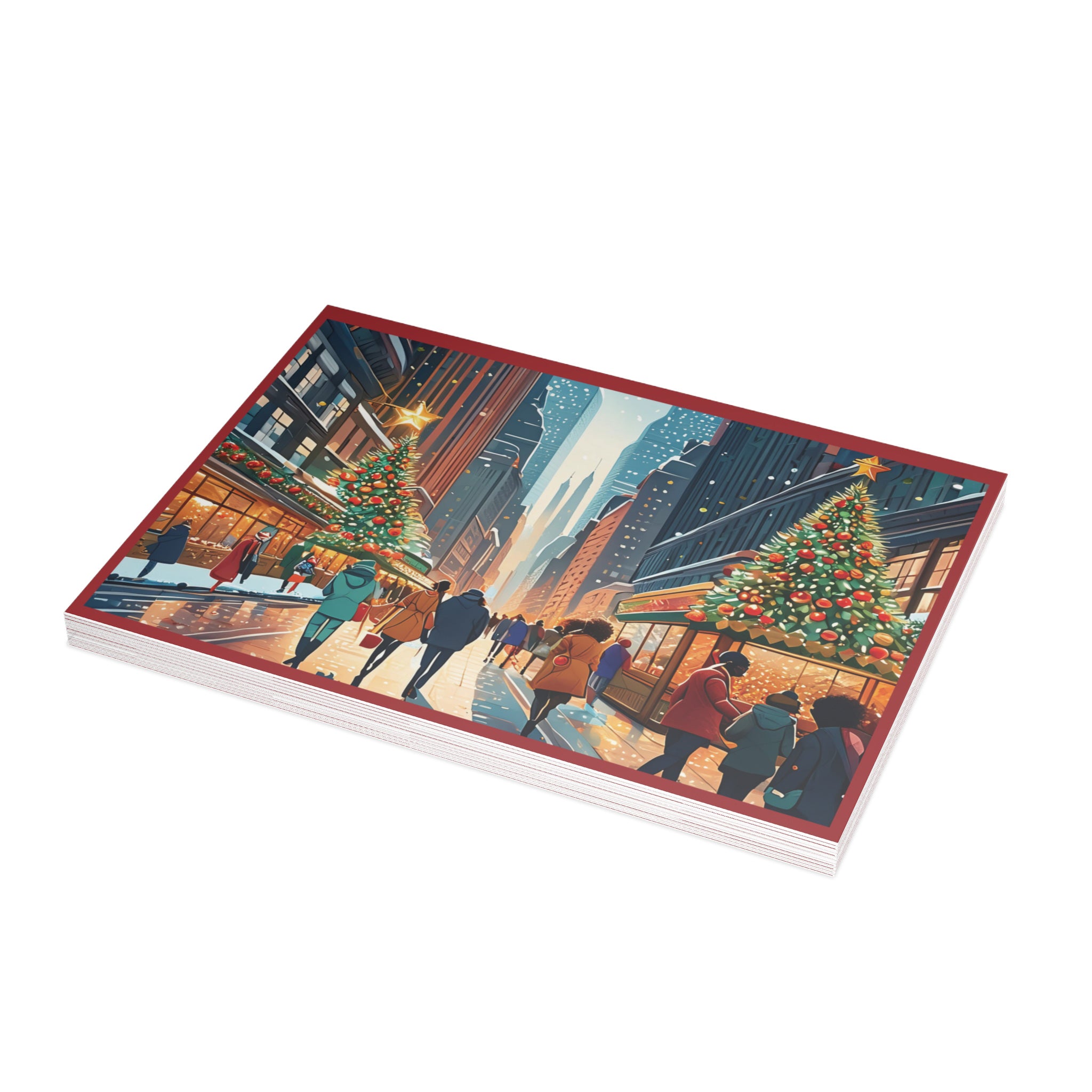 Christmas Cards Holiday Shoppers Afrocentric Greeting Cards - Style 06 - Qty 10