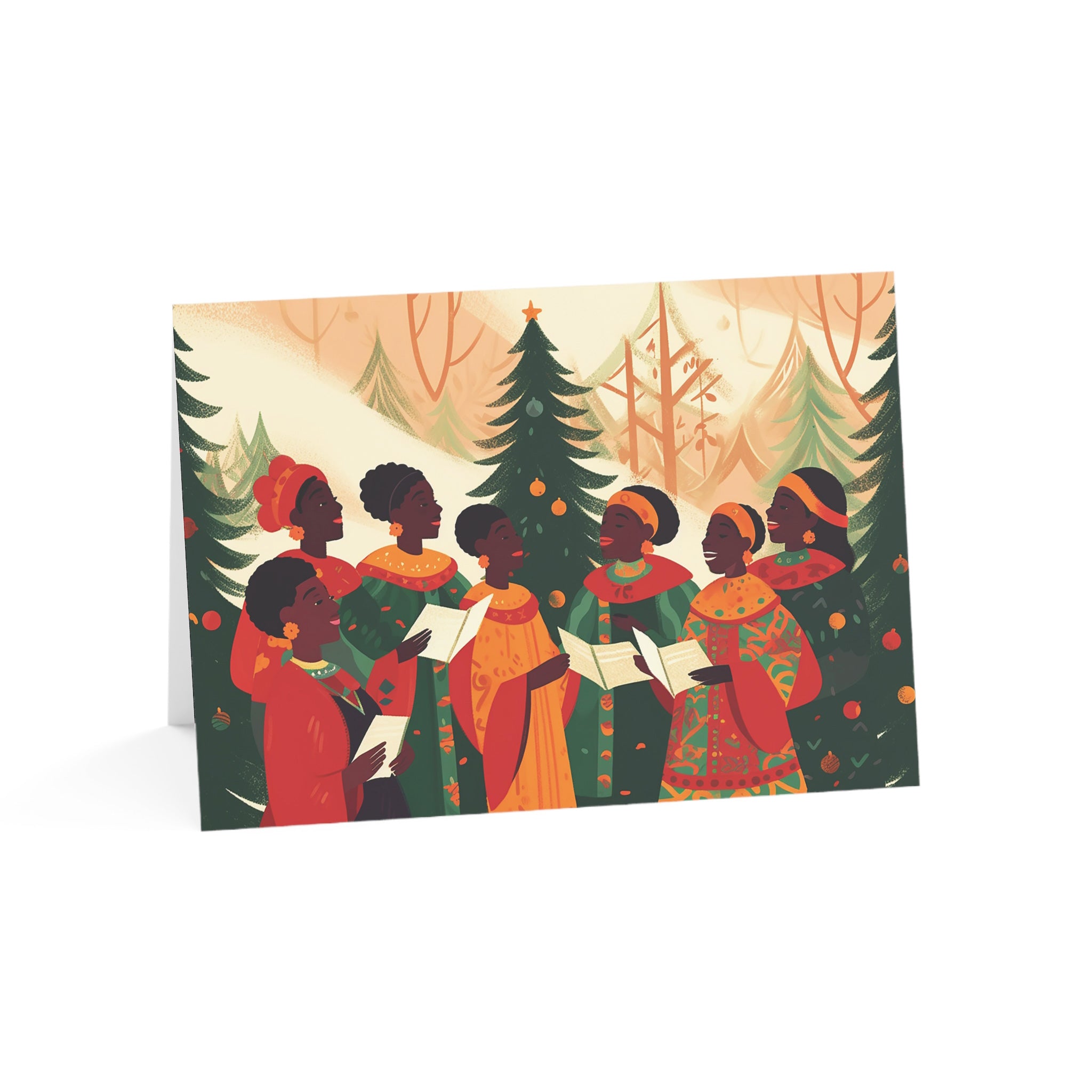 Christmas Cards African American Holiday Carolers Greeting Cards - Style 08