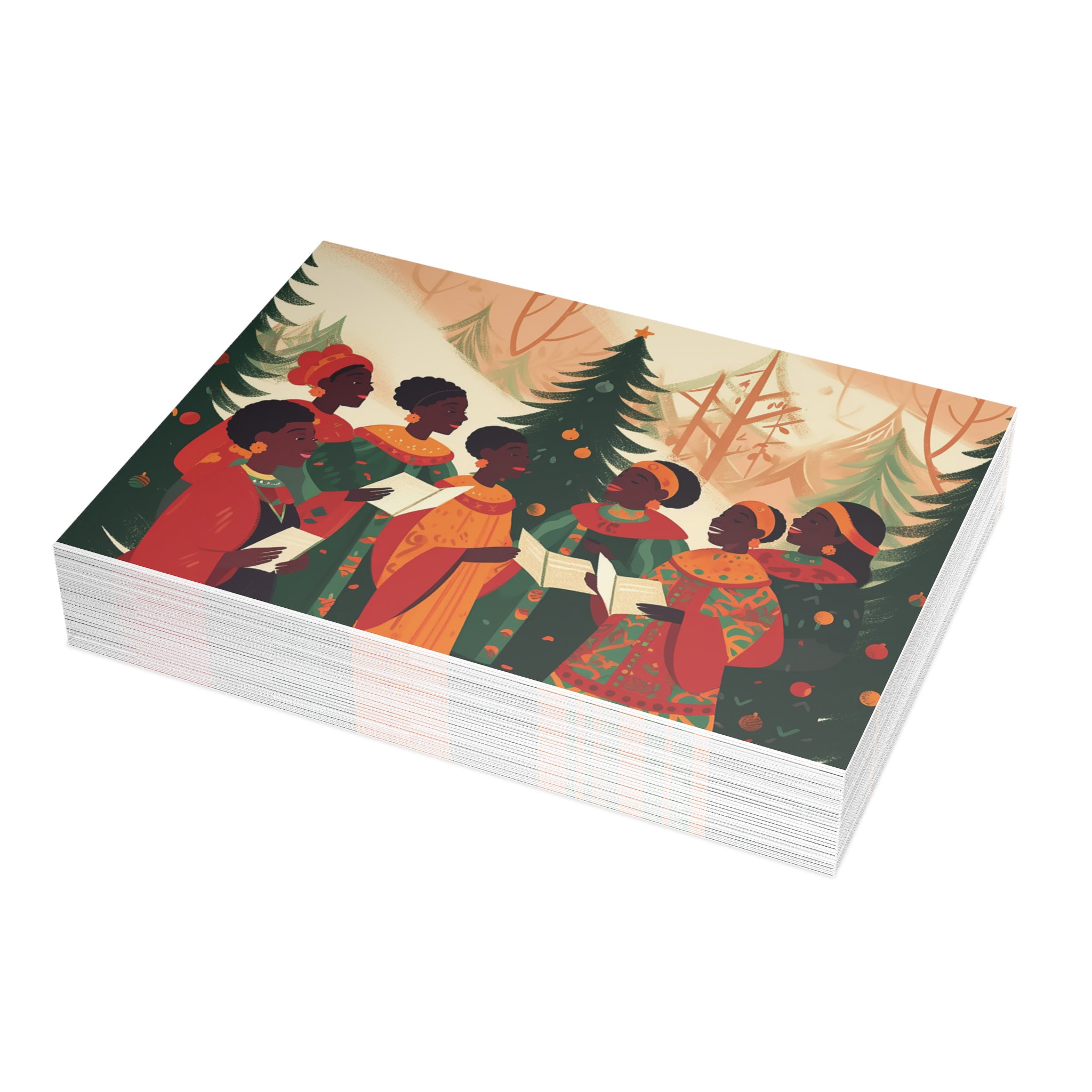 Christmas Cards African American Holiday Carolers Greeting Cards - Style 08 - Qty 30