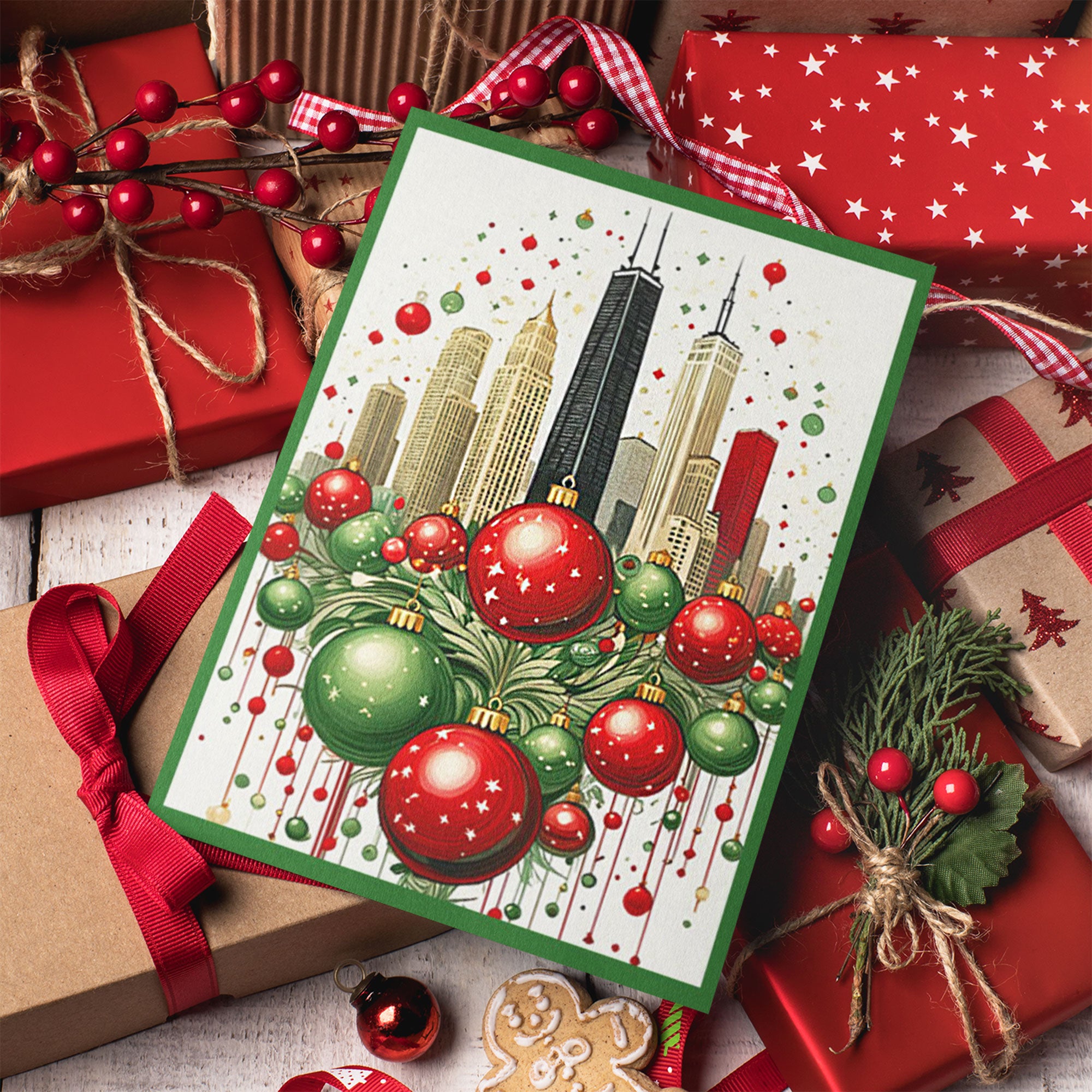Christmas Cards of Chicago Skyline